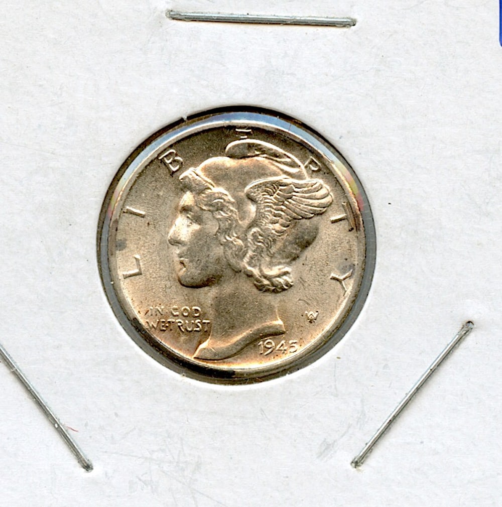 US Circulated Coin One Dime 1945 D (1 of 2)