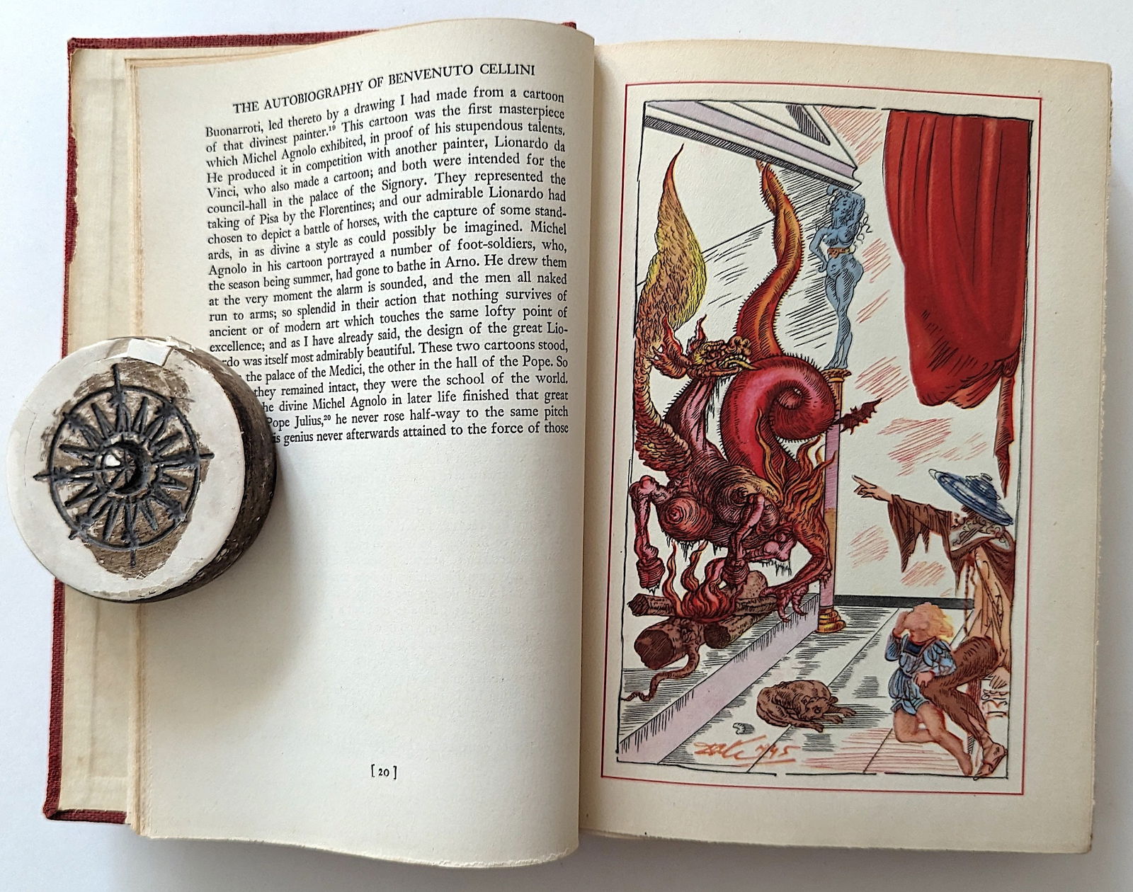 Book BENVENUTO CELLINI Ill. By Salvador Dali, 1948: We have included many images to show it's actual condition. Provenance from the estate of Russian Imigrants during the 20th Century. This lot is located in Boca Raton, Fl and its shipment will be made