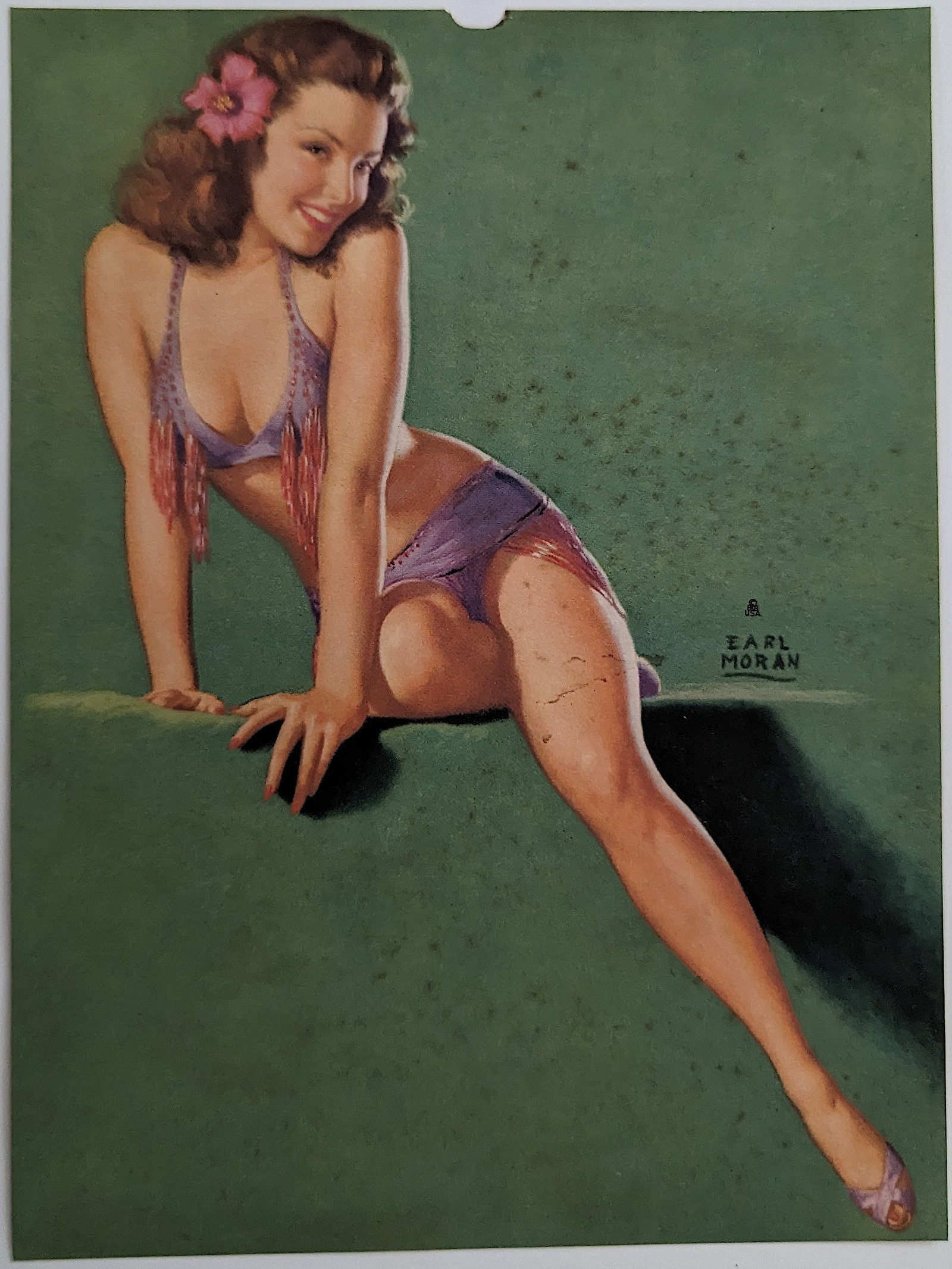 Vintage Pin Up Original Printed USA, 1940s: We have included many images to show it's actual condition. The dimensions are Approx. 12"x 8.5" (small variances can occur). This lot is located in Boca Raton, Fl and its shipment will be made direct