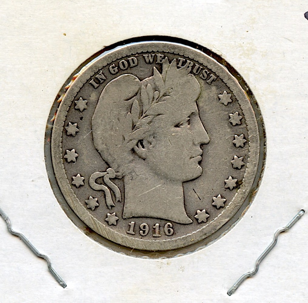 US Circulated Coin Quarter Dollar 1916 D: This coin is from the estate of a deceased collector. We have included high resolution images to show the condition (please, see included images). This lot is located in Boca Raton, Fl and its shipmen