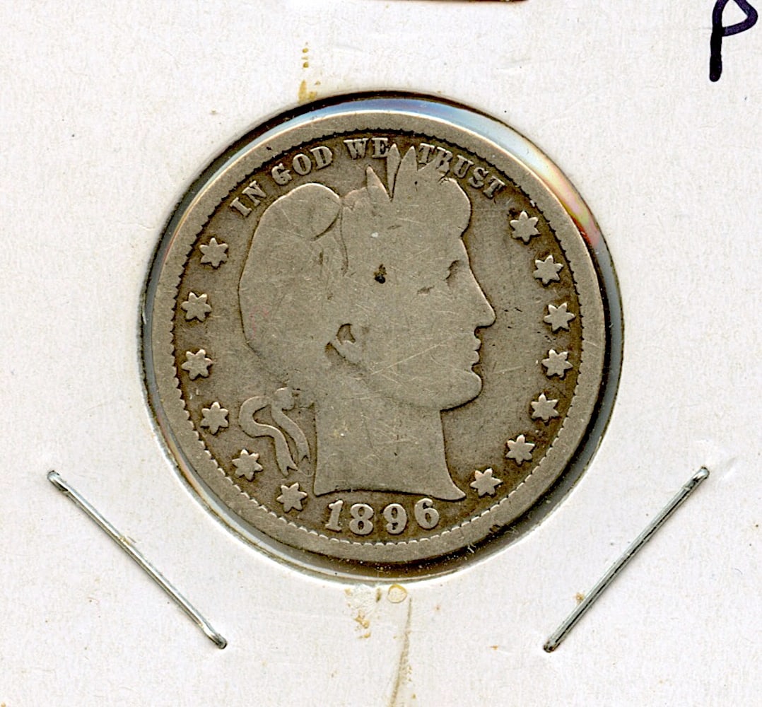 US Circulated Coin Quarter Dollar 1896 P: This coin is from the estate of a deceased collector. We have included high resolution images to show the condition (please, see included images). This lot is located in Boca Raton, Fl and its shipmen