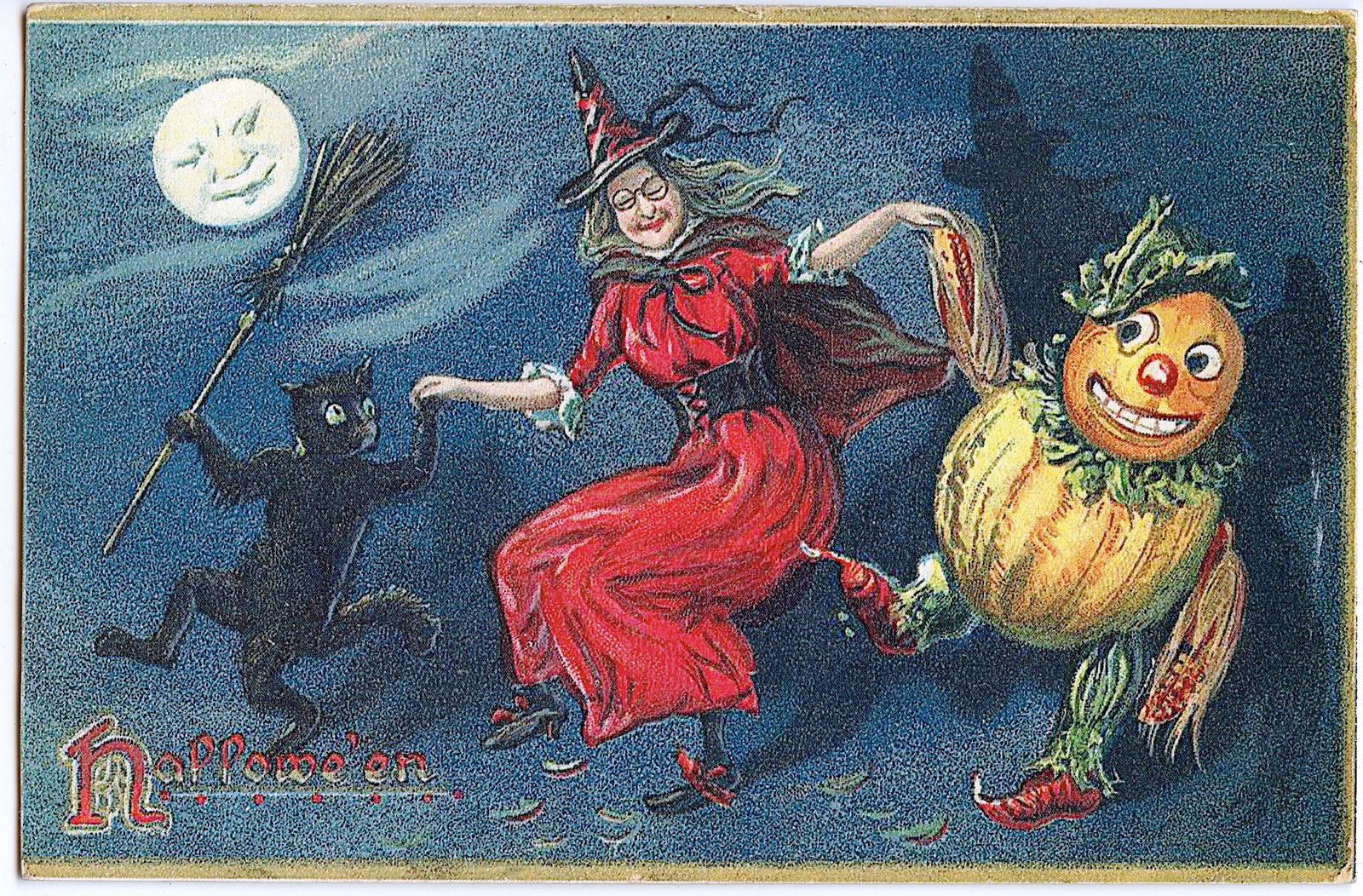 Antique Vintage Original Postcard Halloween (1 of 2)
