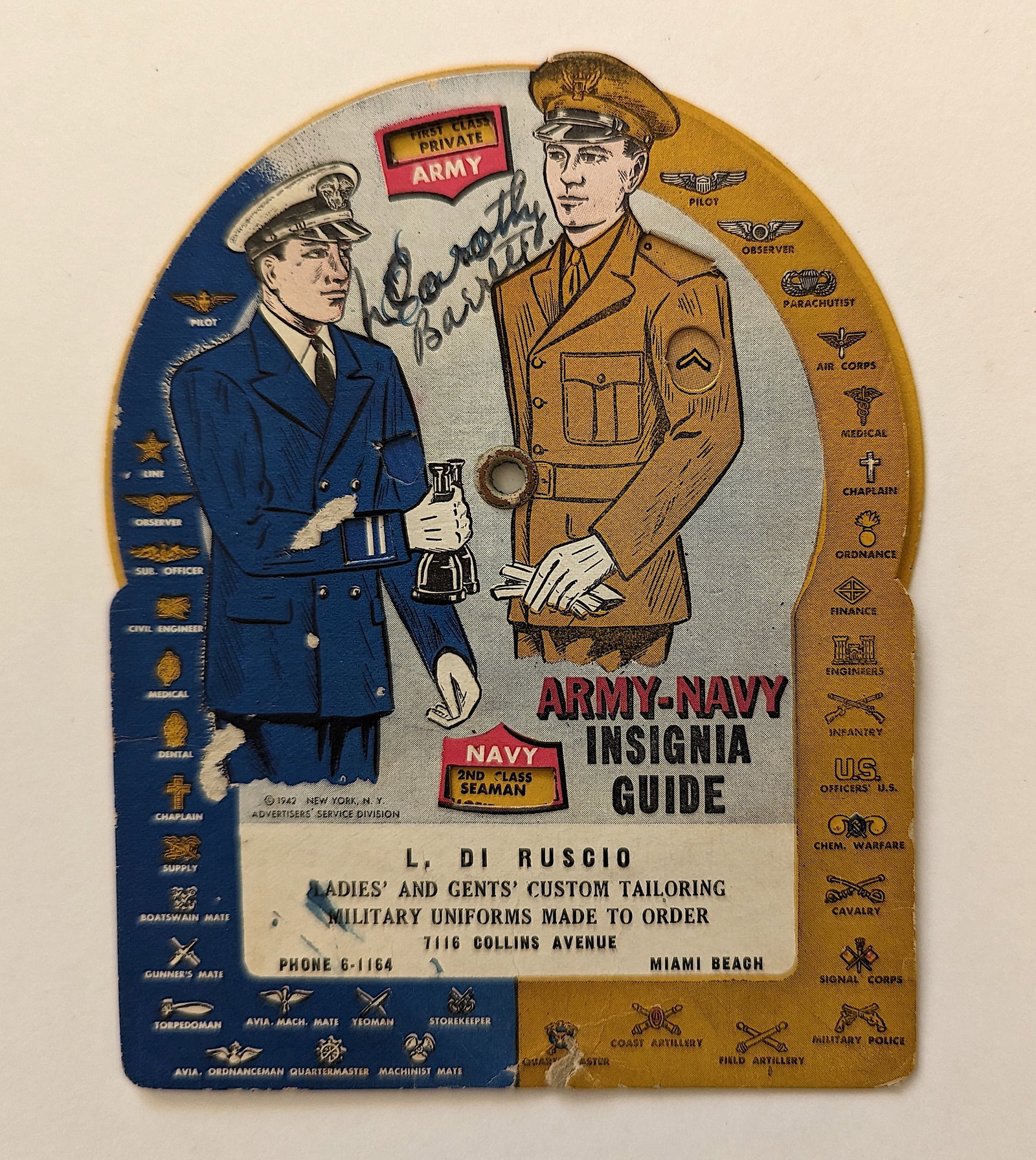 Rare Vintage Mechanical ARMY-NAVY Insignia Guide: The lots offered in this sale come to us from three estates of deceased American collectors. We are specifying: 1. The mediums (es. original hand painted, prints). 2. The signature we were able to dec