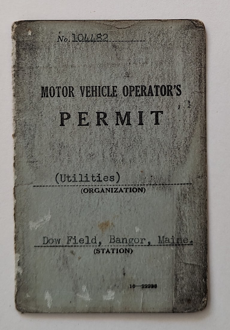 Motor Vehicle Operator's PERMIT, 1942 (1 of 3)