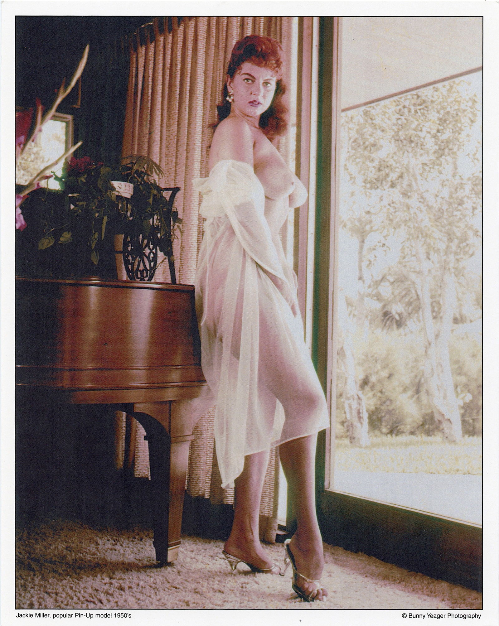 Original Pin Up Lithograph From Estate of BUNNY YEAGER: Jackie Miller. This lot is coming from Bunny Yeager's estate/archives. Linnea Eleanor "Bunny" Yeager (March 13, 1929 - May 24, 2014) was an American photographer and pin-up model. She met Bettie Page