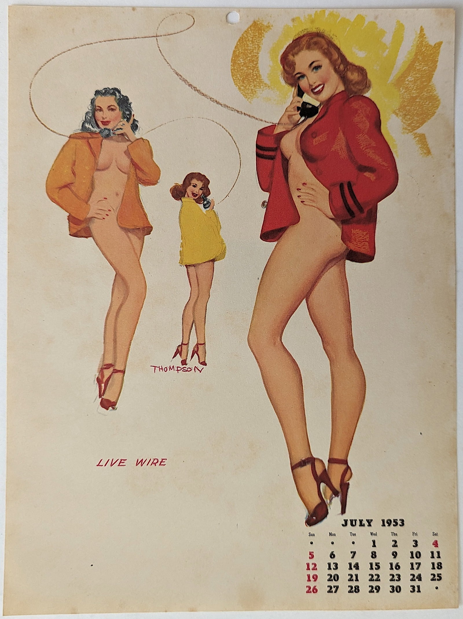 Vintage Rare Pin Up Model  Calendar Print 1950s (1 of 1)