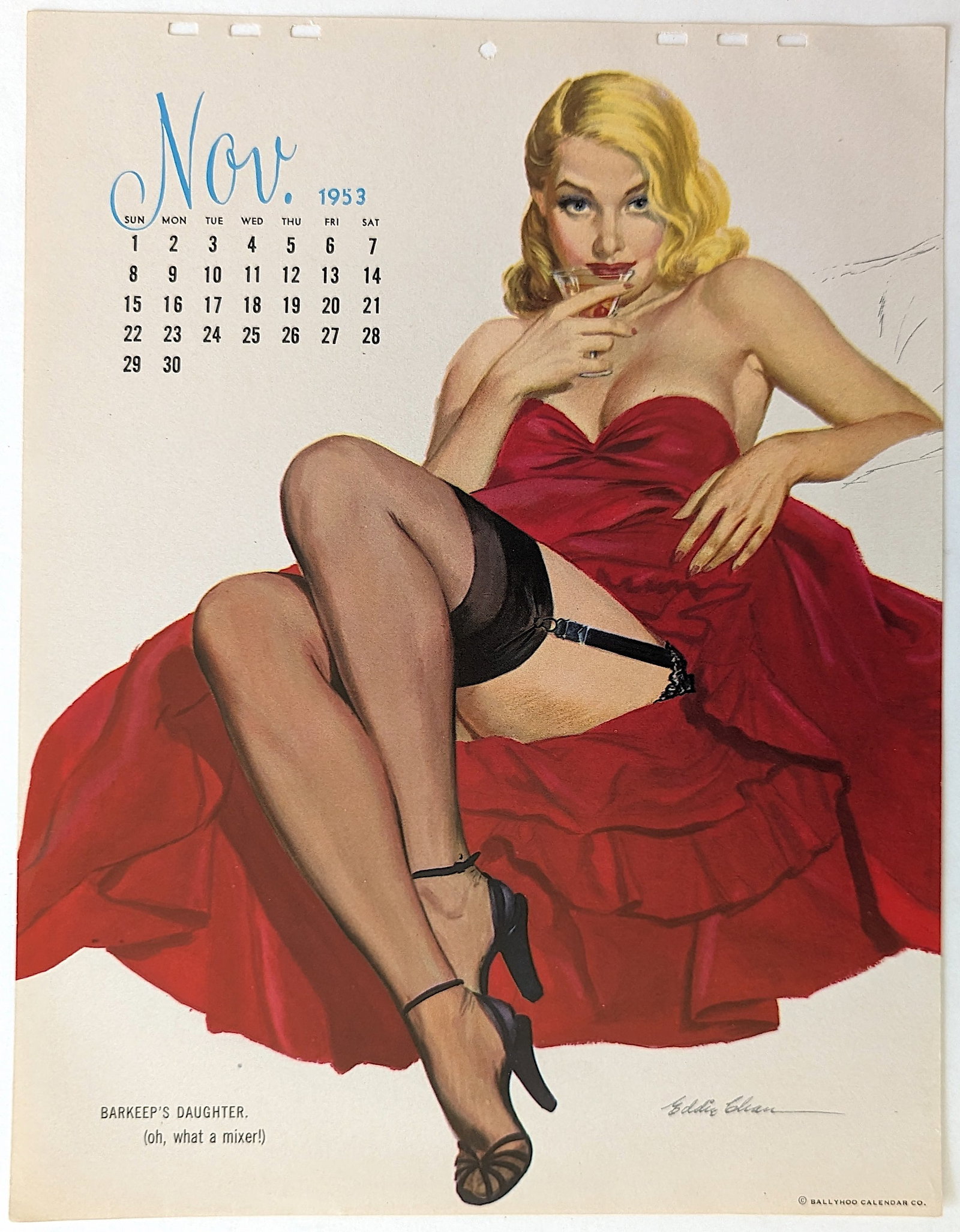 Vintage Rare Pin Up Model  Calendar Print 1950s (1 of 1)