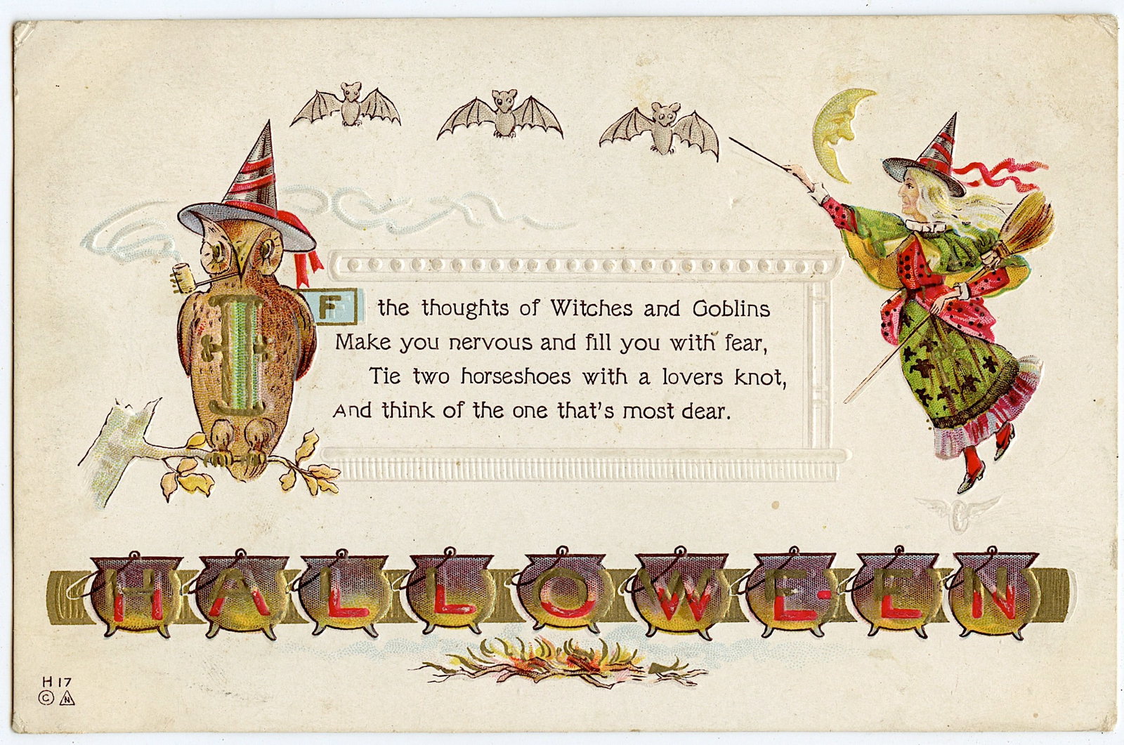 Antique Vintage Original Postcard Halloween: Provenance from a deceased Halloween and Black Cat collector in West Coast, Florida. The dimensions of an antique/vintage postcard are Approx. 5.5"x 3.5" (small variances can occur). This lot is locat