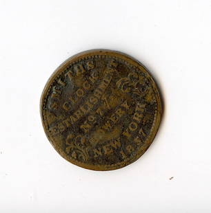 Hard Times token: Smith's Clock Establishment, 1837: This coin is from the estate of RI Collector. We have included high resolution images to show the condition (please, see included images).This lot is located in Boca Raton, Fl and its shipment will