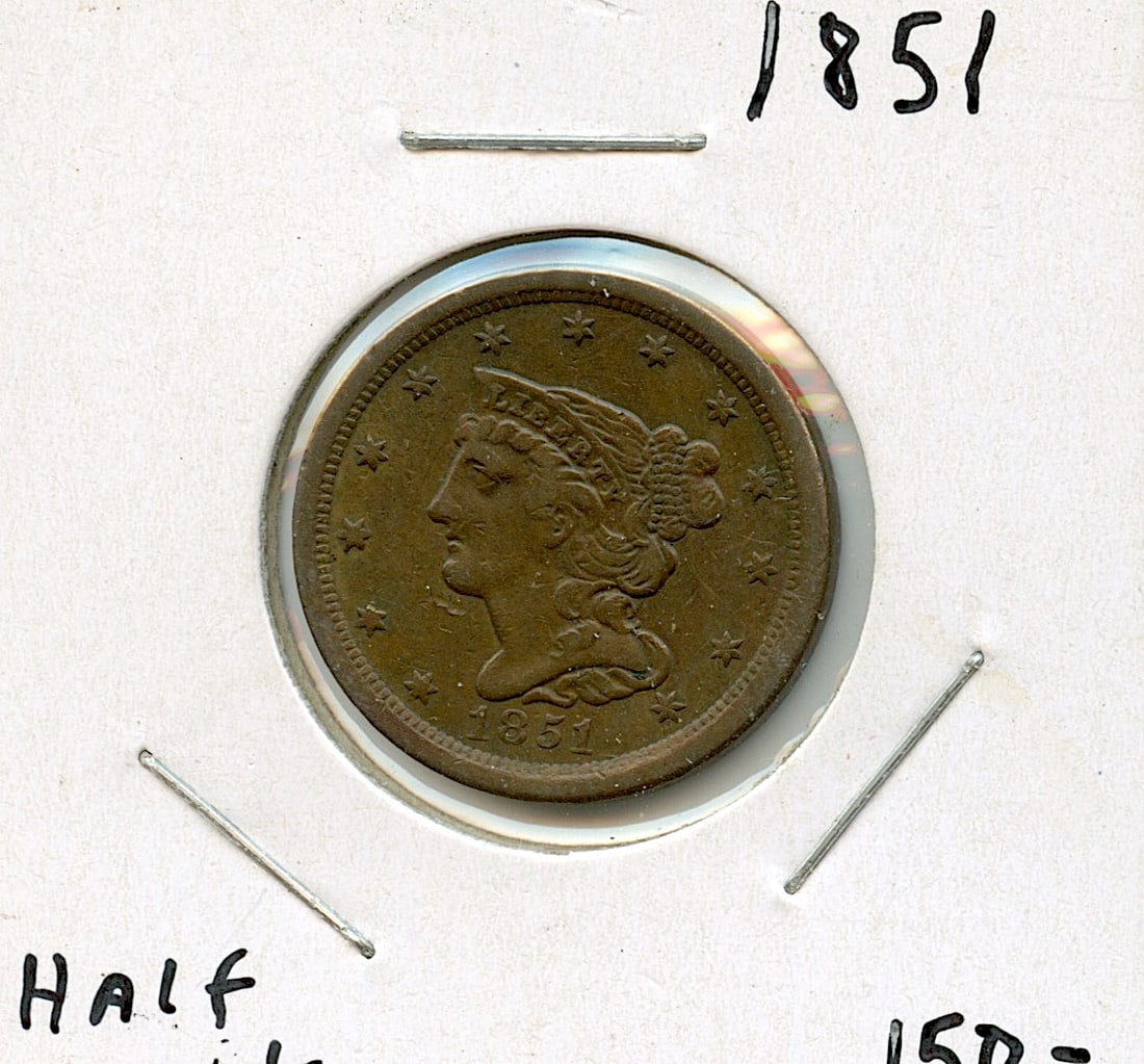 US Circulated Coin Half Cent 1851 (1 of 2)