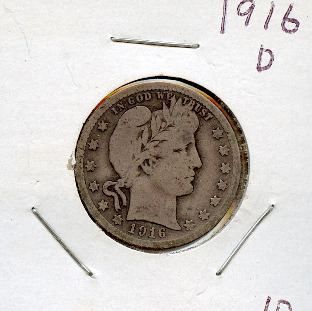 US Circulated Coin Quarter Dollar 1916 D: This coin is from the estate of a deceased collector. We have included high resolution images to show the condition (please, see included images). This lot is located in Boca Raton, Fl and its shipmen