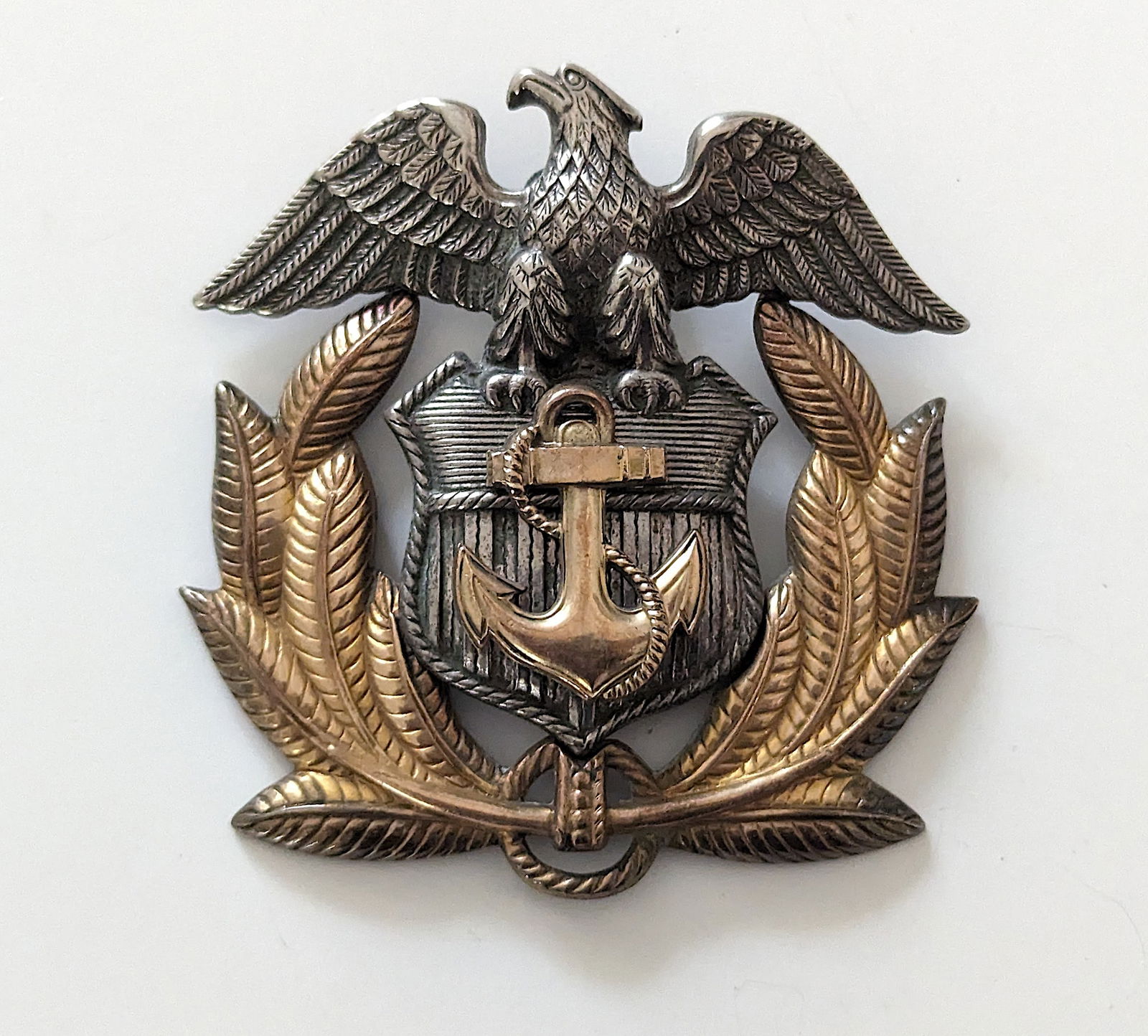 WWII US Merchant Marine Officer's Hat Badge Sterling (1 of 2)