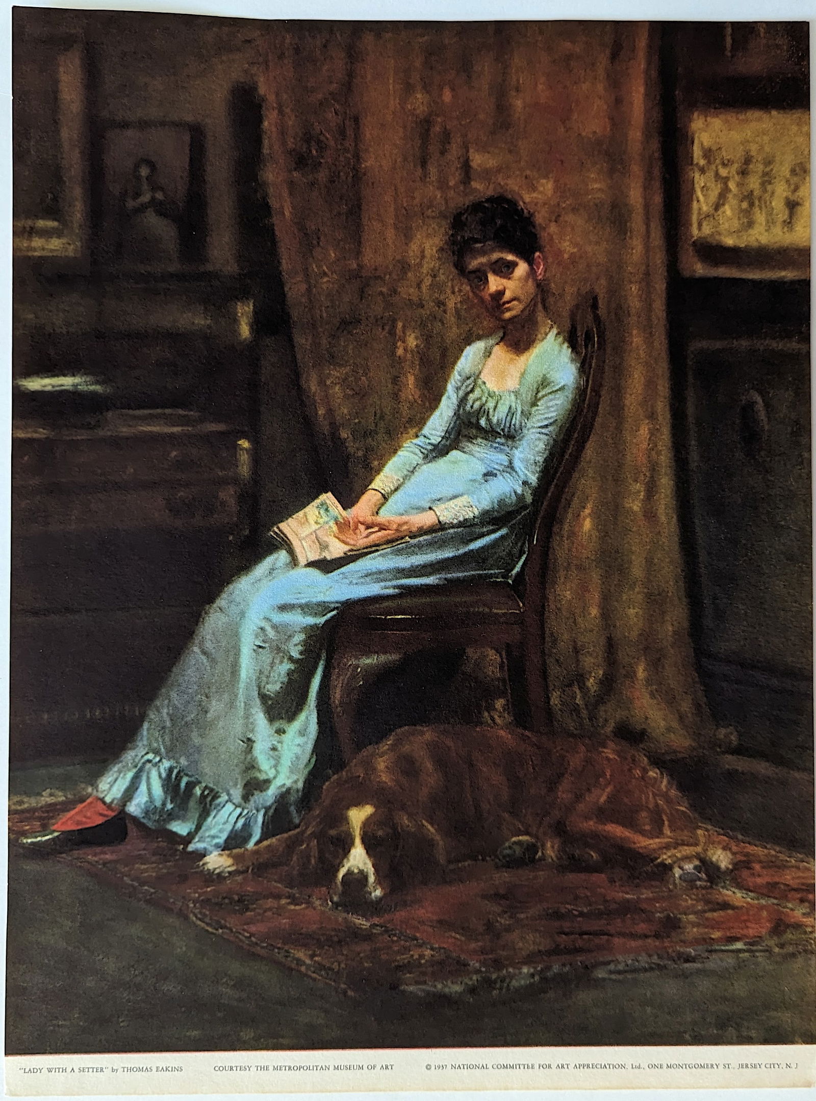 Vintage Lithograph Art by THOMAS EAKINS, 1937: The provenance is from a collector in RI. The dimensions are Approx. 14" x 10.5". This lot is located in Boca Raton, Fl and its shipment will be made directly by Artelisted. Shipping insurance is the