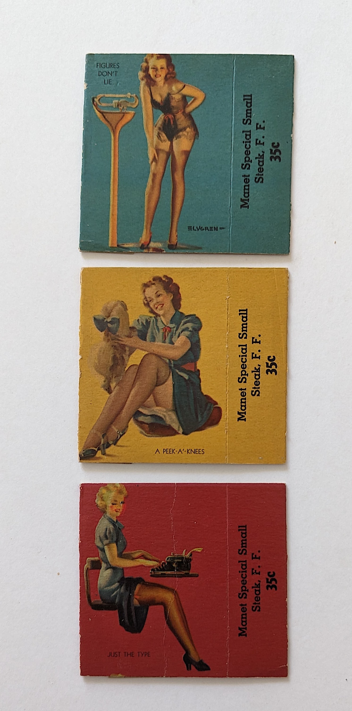 Vintage Set 3 Pin Up Box Covers. 1950s (1 of 2)