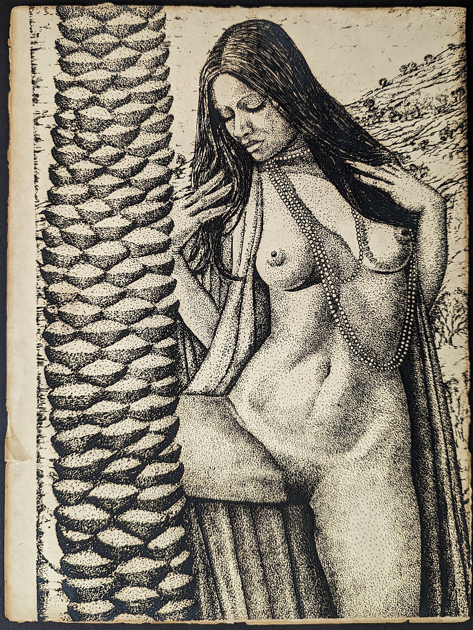 Vintage Art Print with Nude Female TAHITI: The provenance of this lot is from the estate of a deceased collector in South Florida. The dimensions are Approx. 12"x 9" (small variances can occur). This lot is located in Boca Raton, Fl and its sh