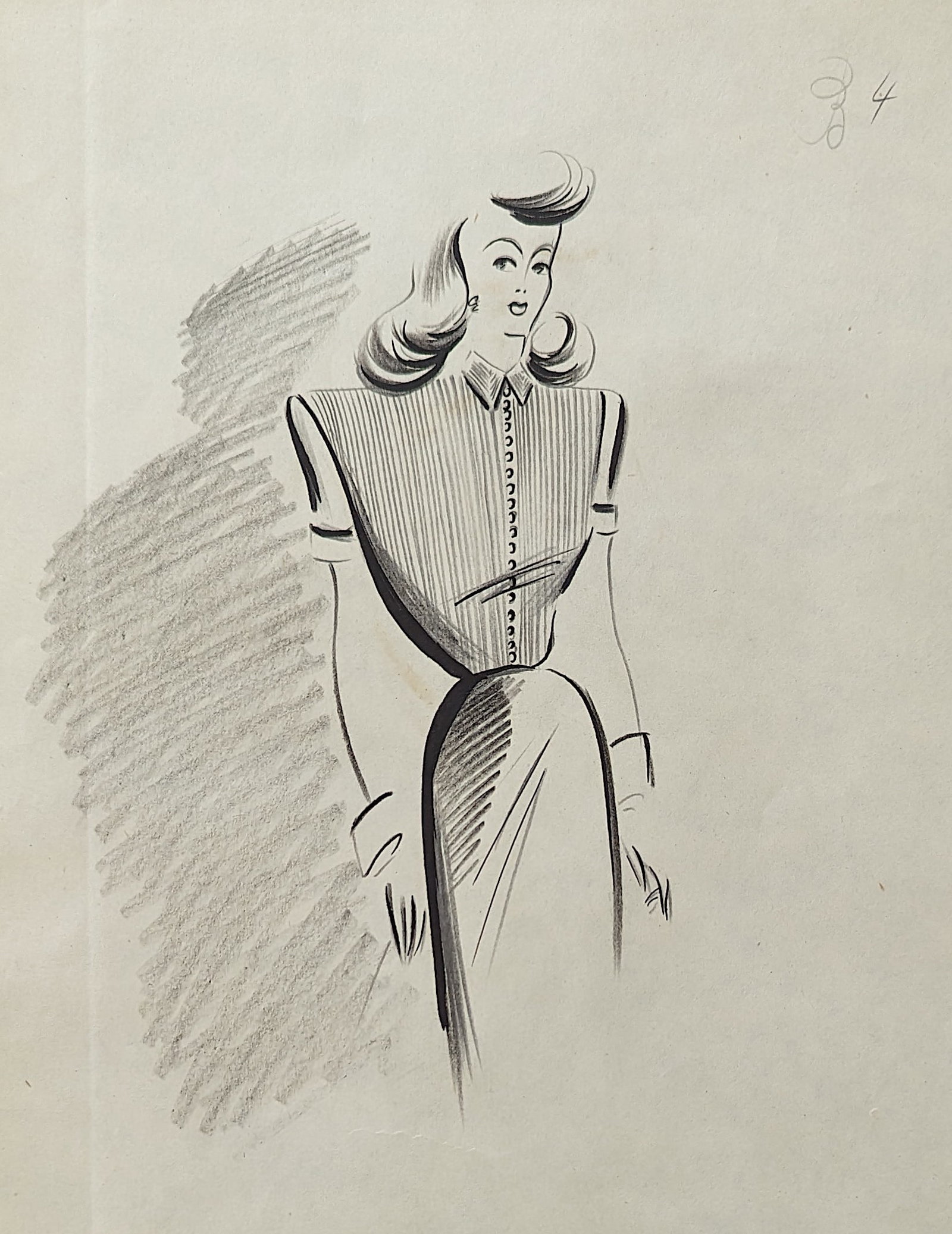 Original Hand Made Sketch Fashion Designer, 1950s/60s: The provenance of this lot is from the estate of a deceased collector in South Florida. The dimensions are Approx. 11.75"x 8.5" (small variances can occur). This lot is located in Boca Raton, Fl and i