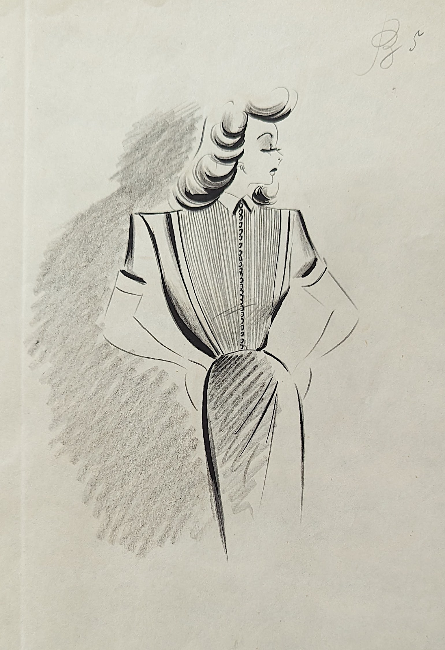 Original Hand Made Sketch Fashion Designer, 1950s/60s: The provenance of this lot is from the estate of a deceased collector in South Florida. The dimensions are Approx. 11.75"x 8.5" (small variances can occur). This lot is located in Boca Raton, Fl and i