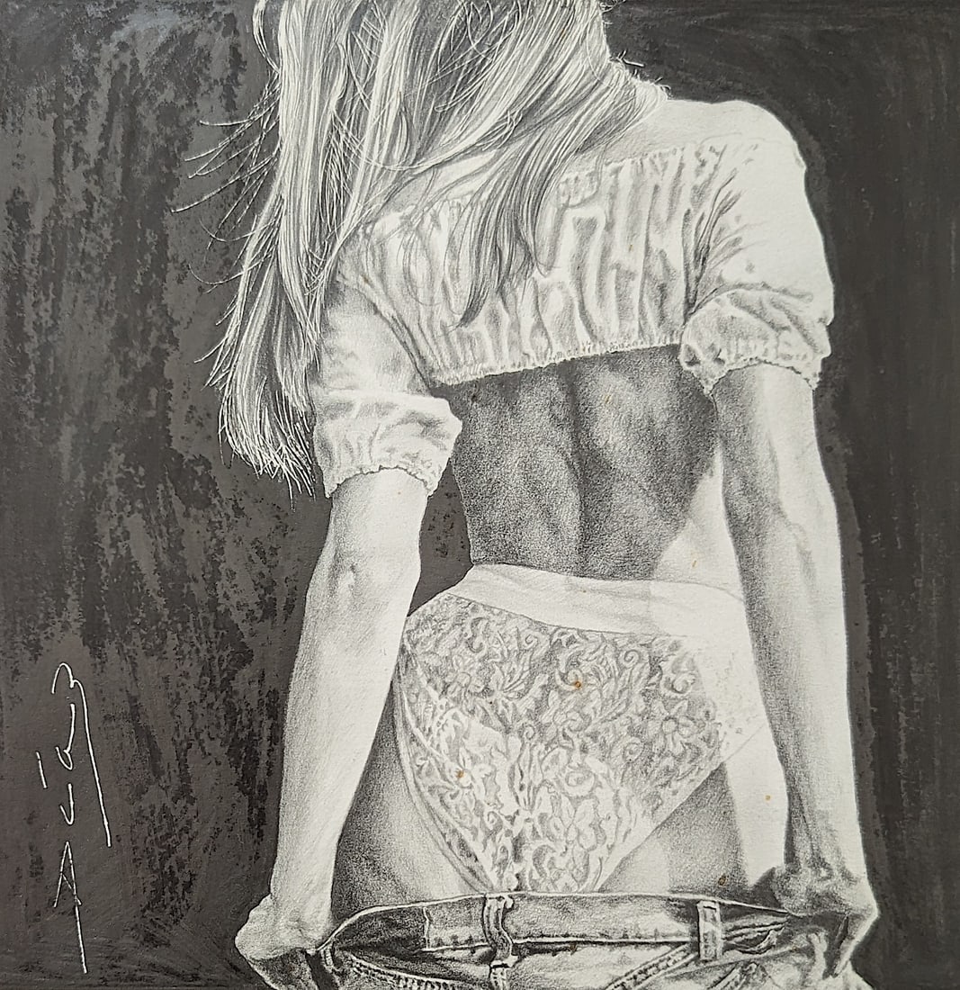 Original Latinoamerican Hyperrealism Drawing Signed DIAZ (1 of 4)