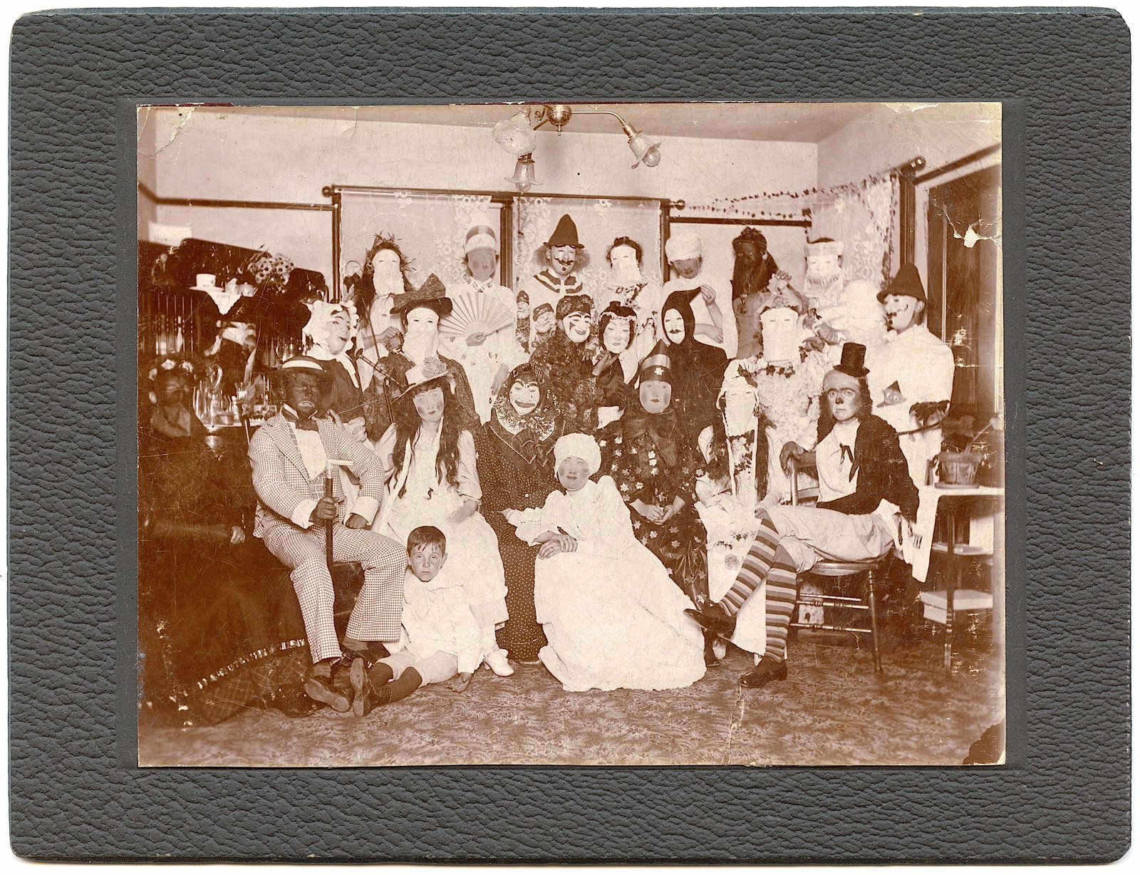Vintage Original Cabinet Photo Halloween Party 1907: The provenance of this lot is from the estate of a deceased collector in Paris, France. The dimensions are Approx. 6" x 8". (small variances can occur). This lot is located in Boca Raton, Fl and its s