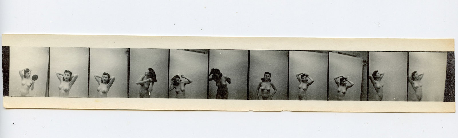 Vintage Nude Female Motion Contact Serie Photo: The provenance of this lot is from the estate of a deceased collector in Paris, France. The dimensions are Approx. 8.5" x 1.5". (small variances can occur). This lot is located in Boca Raton, Fl and i