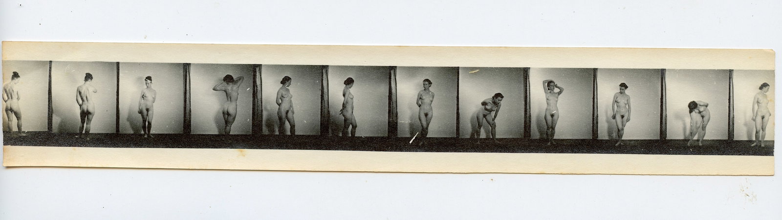 Vintage Nude Female Motion Contact Serie Photo: The provenance of this lot is from the estate of a deceased collector in Paris, France. The dimensions are Approx. 8.5" x 1.5". (small variances can occur). This lot is located in Boca Raton, Fl and i