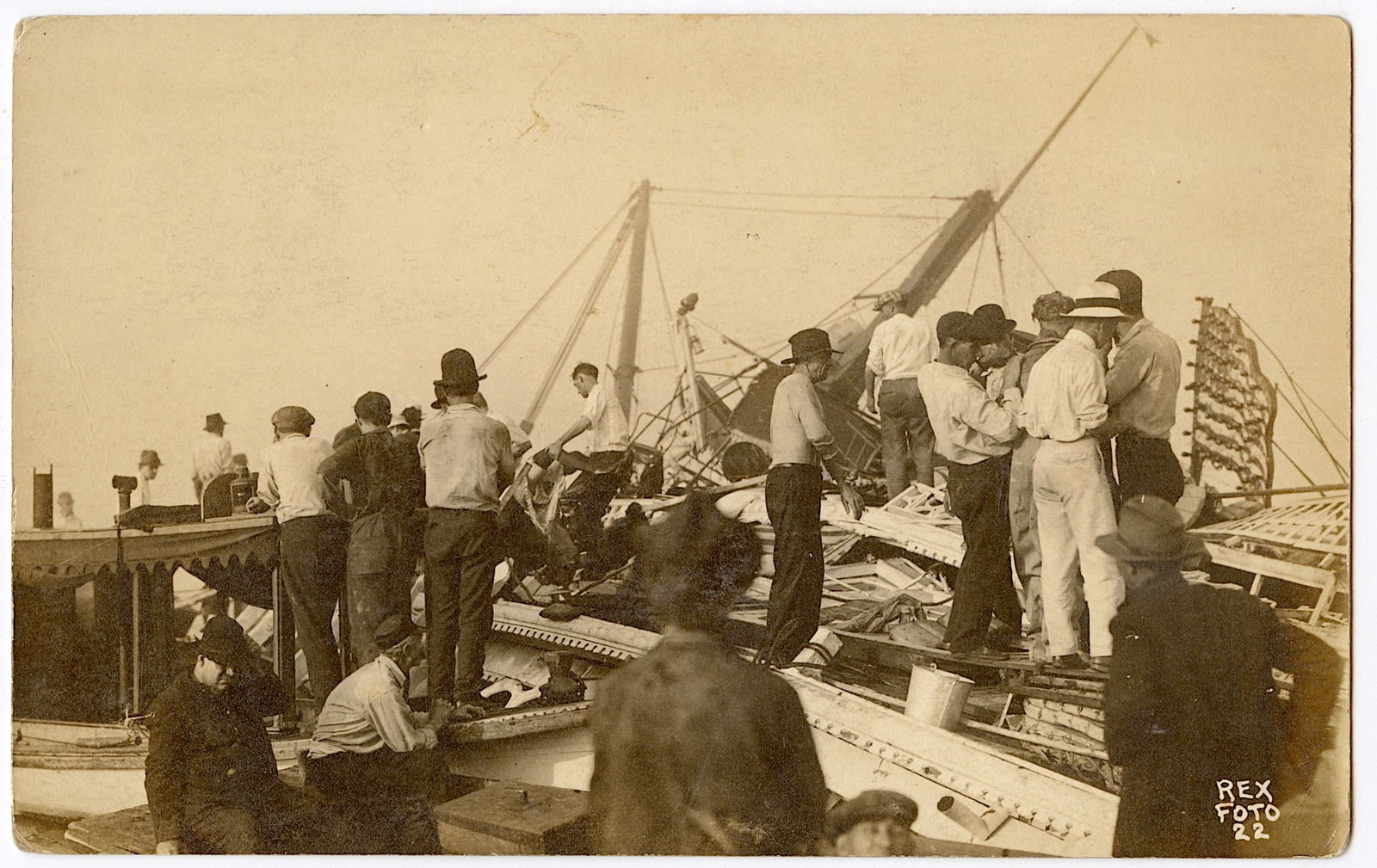 Antique Rare Postcard real Photo Ship Rescue (1 of 2)