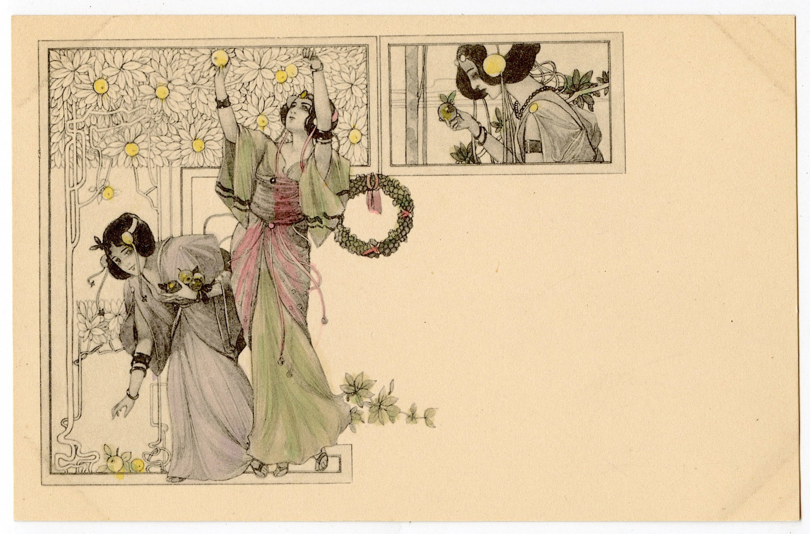 Antique Rare Postcard Colored Art Nouveau: ABOUT POSTCARDS: The study and collecting of postcards is termed deltiology (from Greek deltion, small writing tablet, and English -logy, the study of). Rarity. As with all antique items, rarity bring