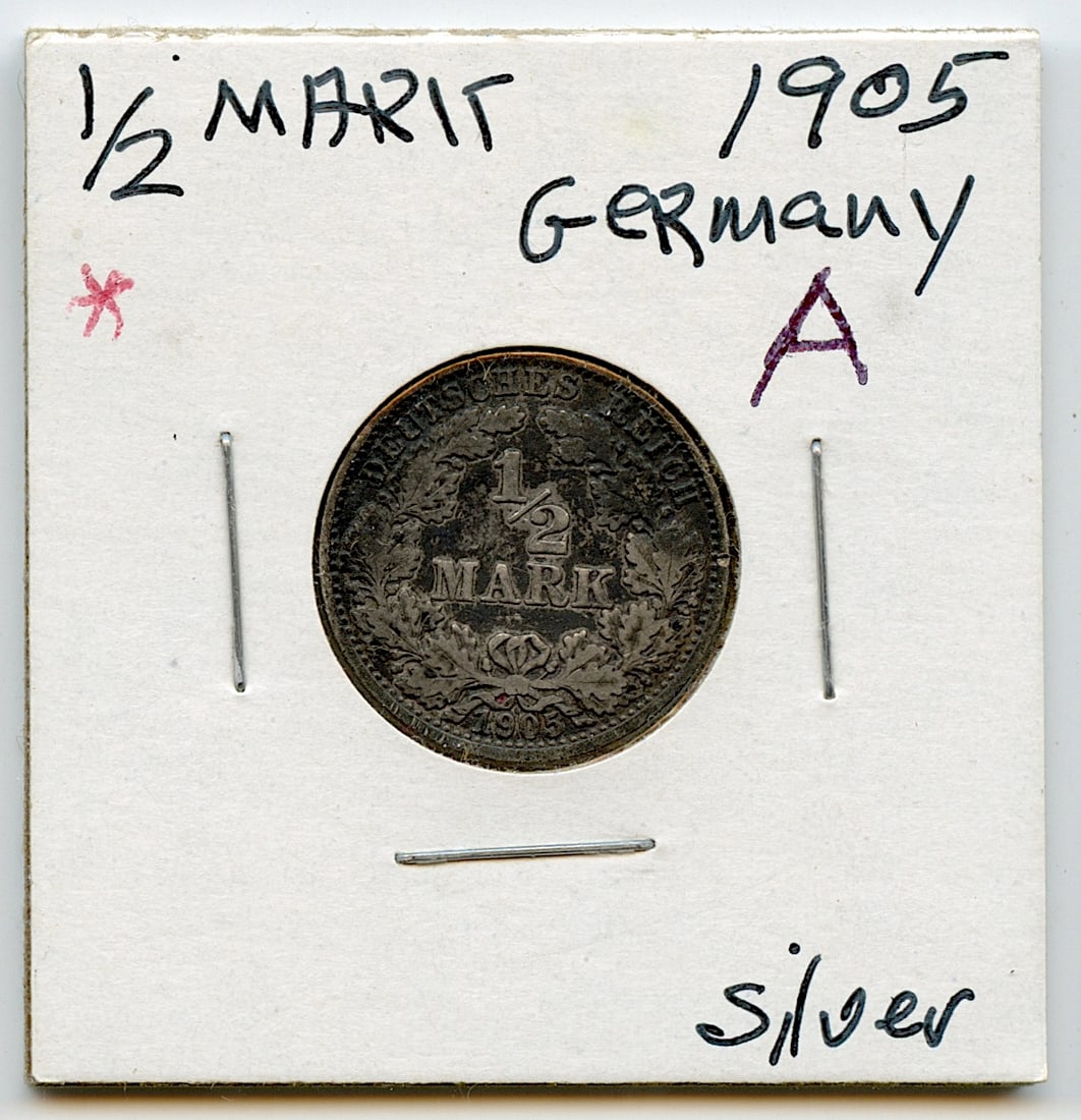 Collectors Germany Coin 1/2 Mark 1905 A Silver (1 of 2)
