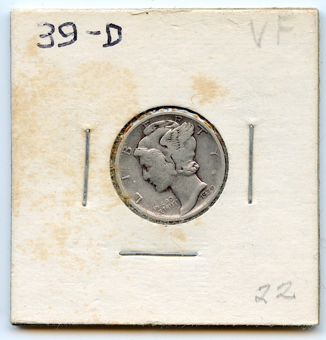 Collectors US Circulated Coin One Dime 1939 D: This coin is from the estate of deceased collector in South Florida. Some of these coins are showing the historical Ref. sugested price (years ago) by the last owner. We have included quality images t