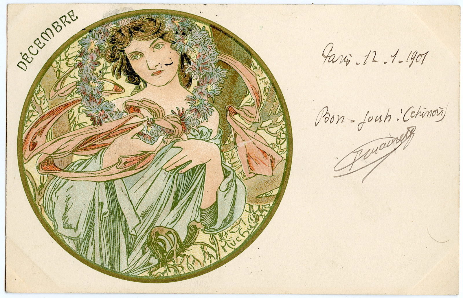 Rare Original Postcard Art Nouveau Alphonse MUCHA (1 of 2)