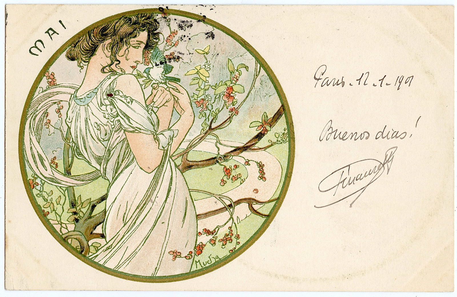 Rare Original Postcard Art Nouveau Alphonse MUCHA (1 of 2)