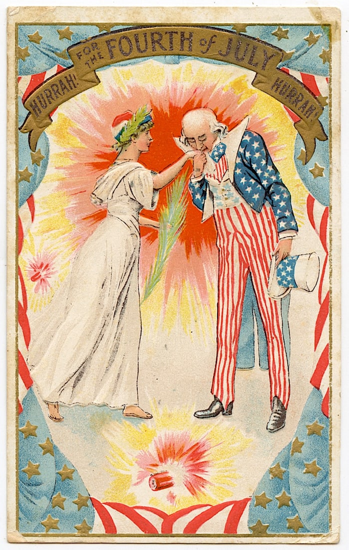Rare Vintage Antique Postcard Patriotic 4th July (1 of 2)