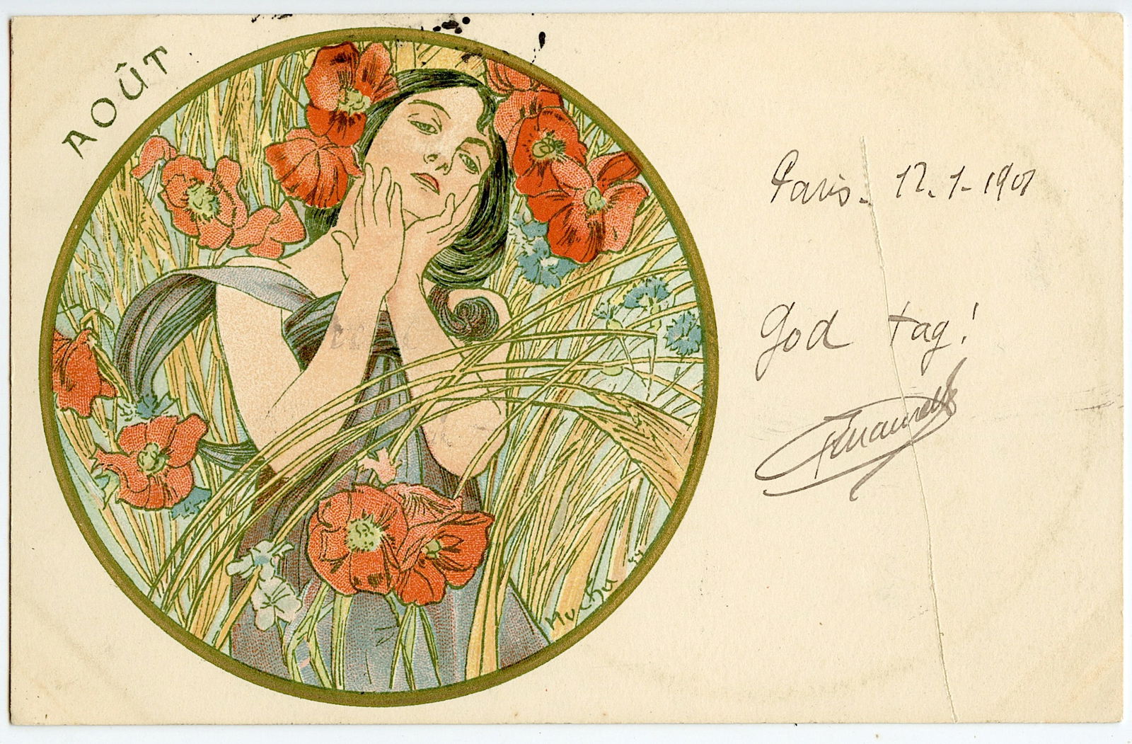 Antique Postcard Nouveau Alphonse MUCHA (1 of 2)