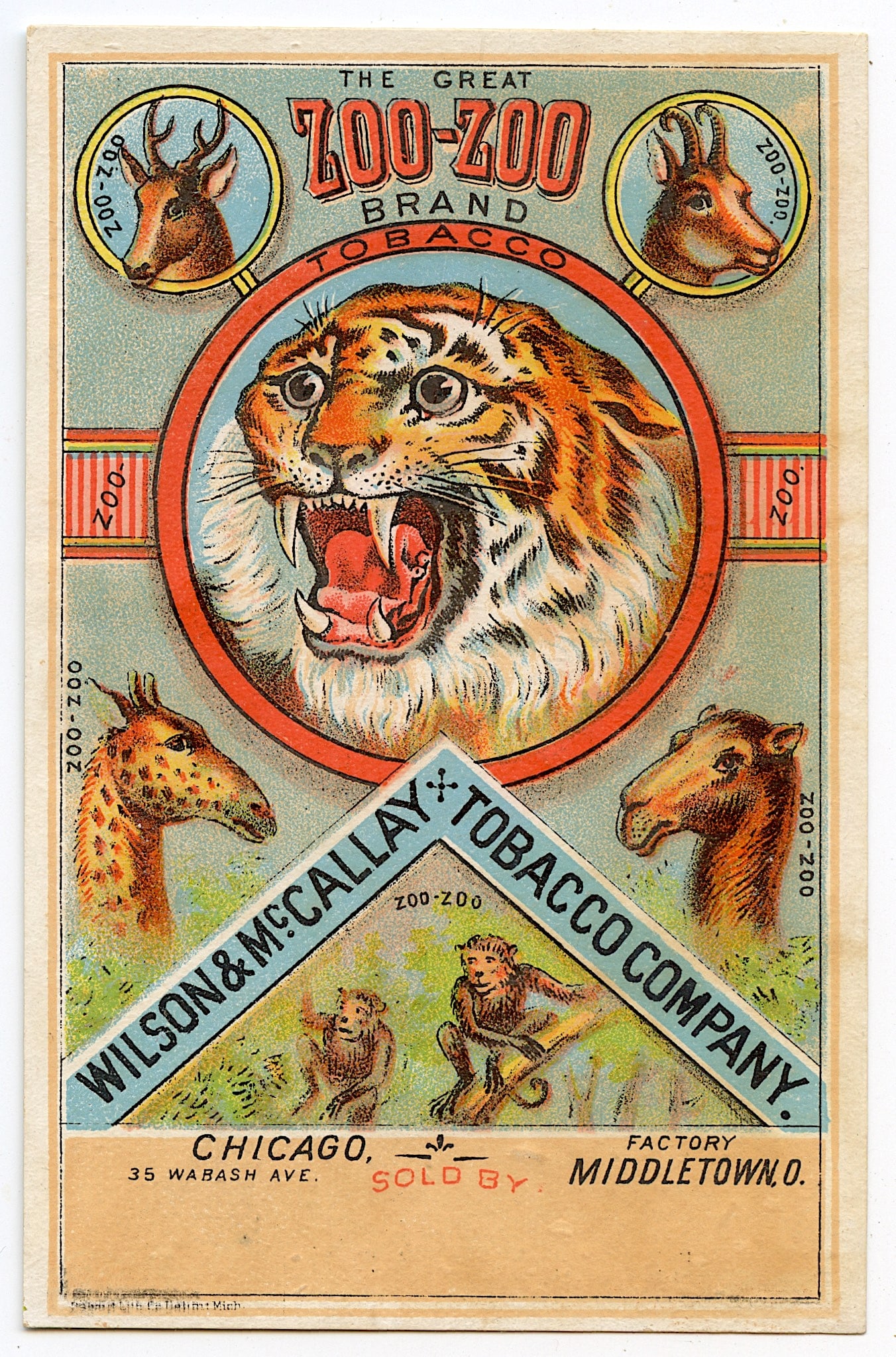 Antique Original Rare Tradecard Zoo-Zoo Tobacco: This item is coming from the estate of deceased collector in South Florida. The dimensions of a vintage trade cards and postcards are Approx. 3.5" x 5.5" (variances can occur). This lot is located in 