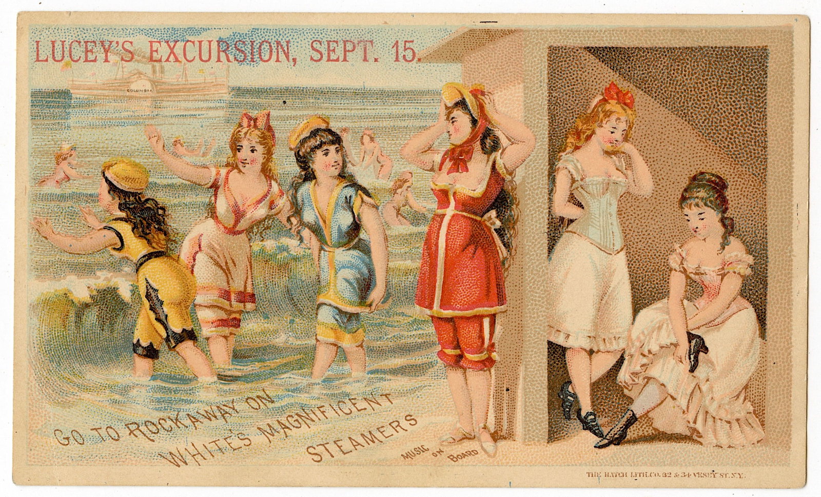 Antique Original Rare Tradecard Lucey's Excursion: This item is coming from the estate of deceased collector in South Florida. The dimensions of a vintage trade cards and postcards are Approx. 3.5" x 5.5" (variances can occur). This lot is located in 