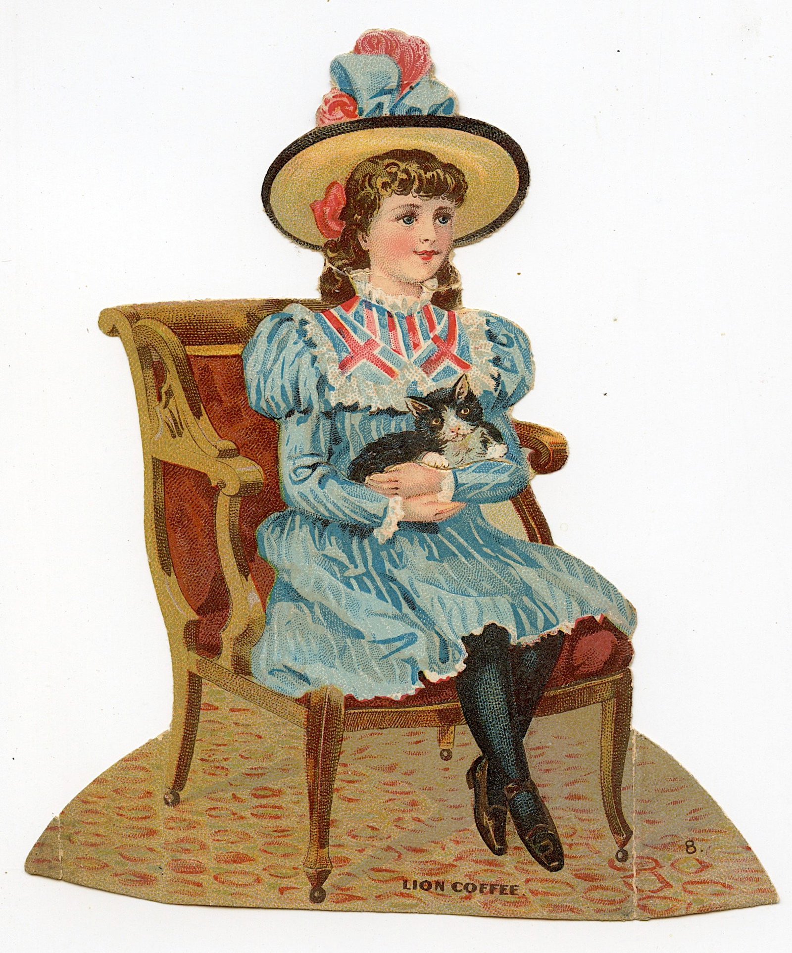 Antique Original Rare Tradecard Die Cut Lion Coffee: This item is coming from the estate of deceased collector in South Florida. The dimensions of a vintage trade cards and postcards are Approx. 3.5" x 5.5" (variances can occur). This lot is located in 