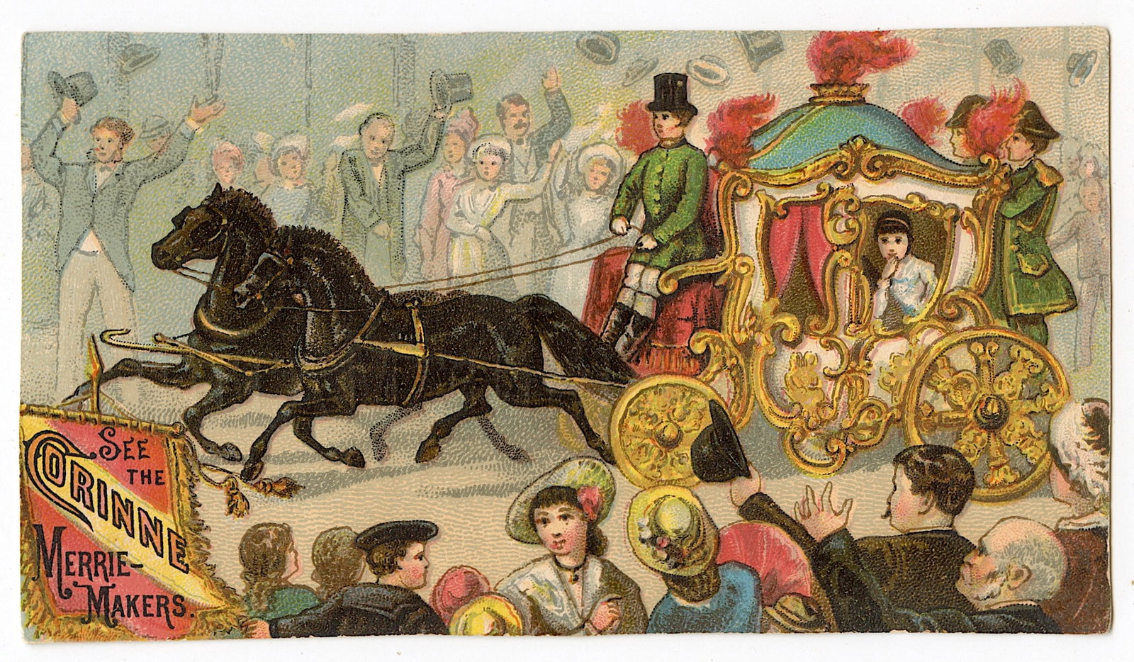 Antique Original Rare Tradecard Corinne Merrie-Makers: This item is coming from the estate of deceased collector in South Florida. The dimensions of a vintage trade cards and postcards are Approx. 3.5" x 5.5" (variances can occur). This lot is located in 