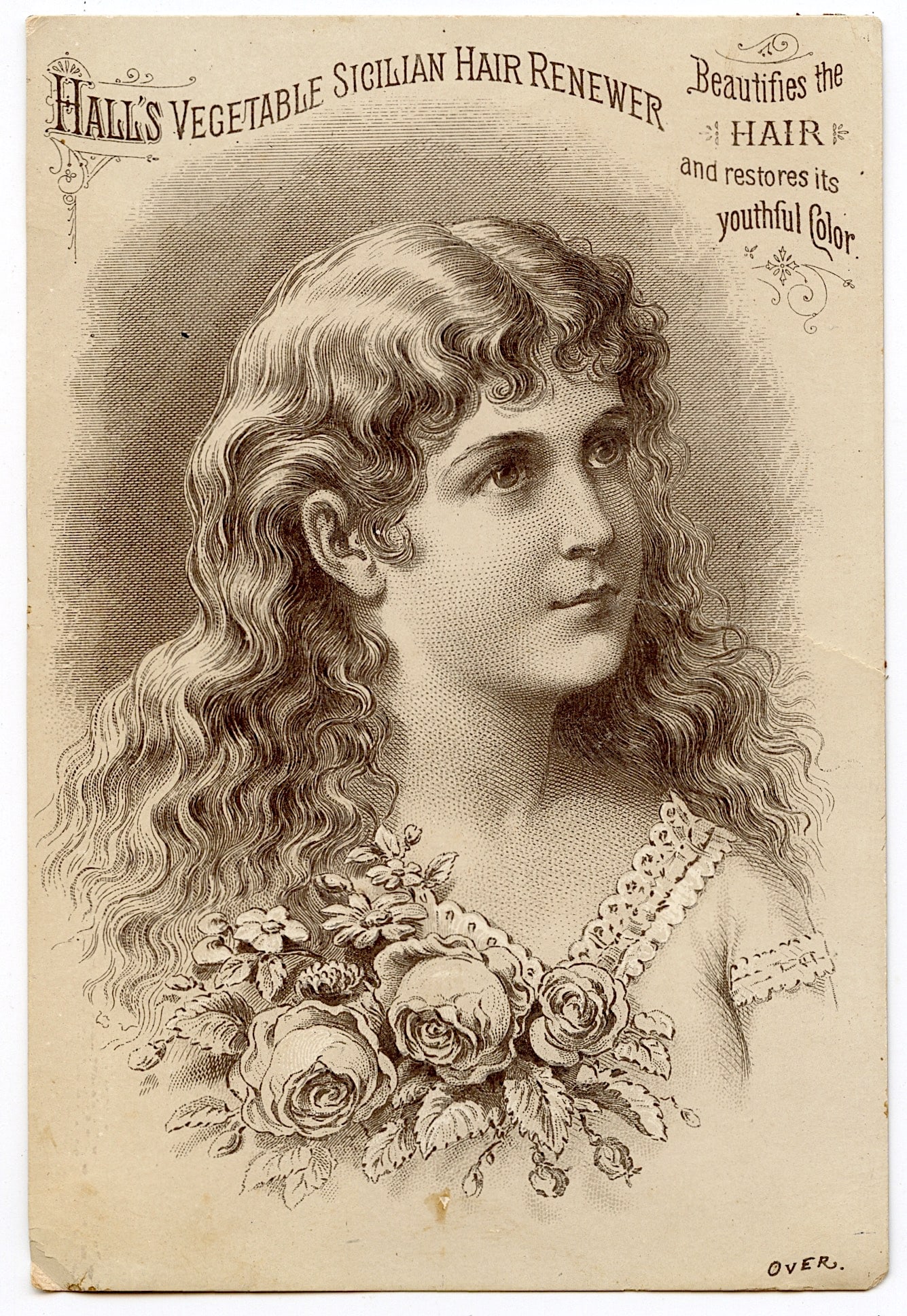 Antique Original Rare Tradecard Hall's Sicilian Hair Renewer: This item is coming from the estate of deceased collector in South Florida. The dimensions of a vintage trade cards and postcards are Approx. 3.5" x 5.5" (variances can occur). This lot is located in 