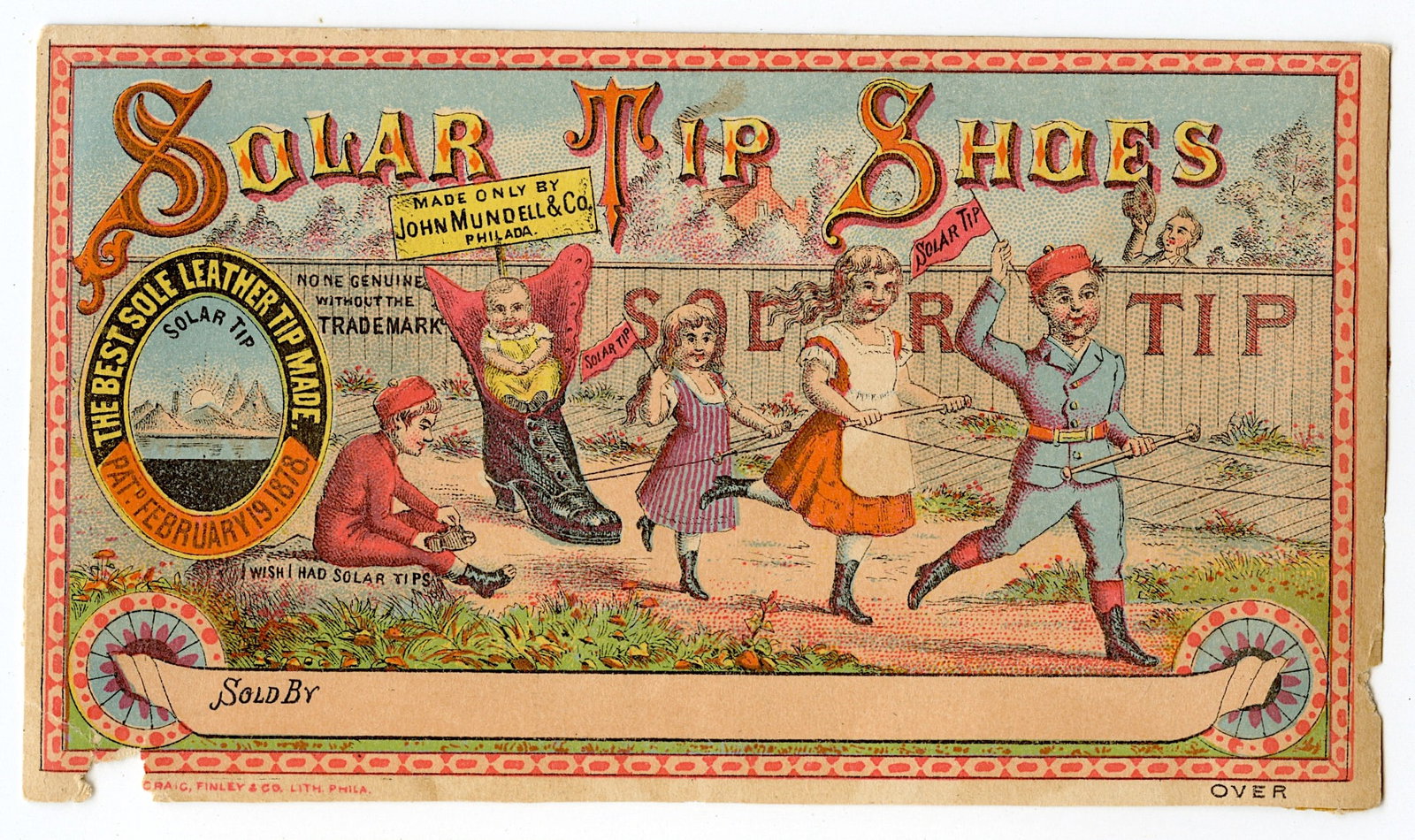 Antique Original Rare Tradecard Solar Tip Shoes: This item is coming from the estate of deceased collector in South Florida. The dimensions of a vintage trade cards and postcards are Approx. 3.5" x 5.5" (variances can occur). This lot is located in 