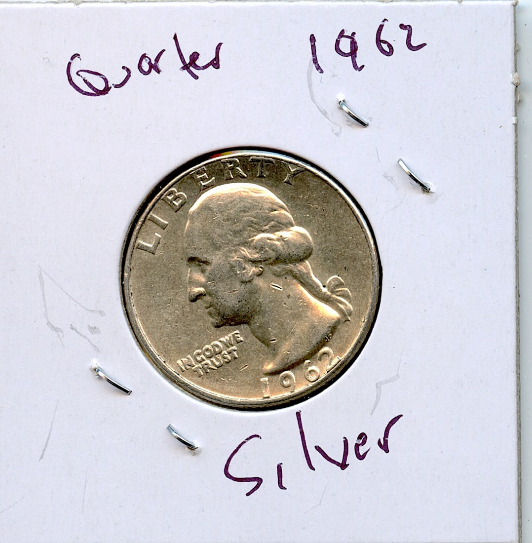 Coin Silver Washington Quarter Dollar 1962: This coin is from the estate of deceased collector in South Florida. Some of these coins are showing the historical Ref. sugested price (years ago) by the last owner. We have included quality images t