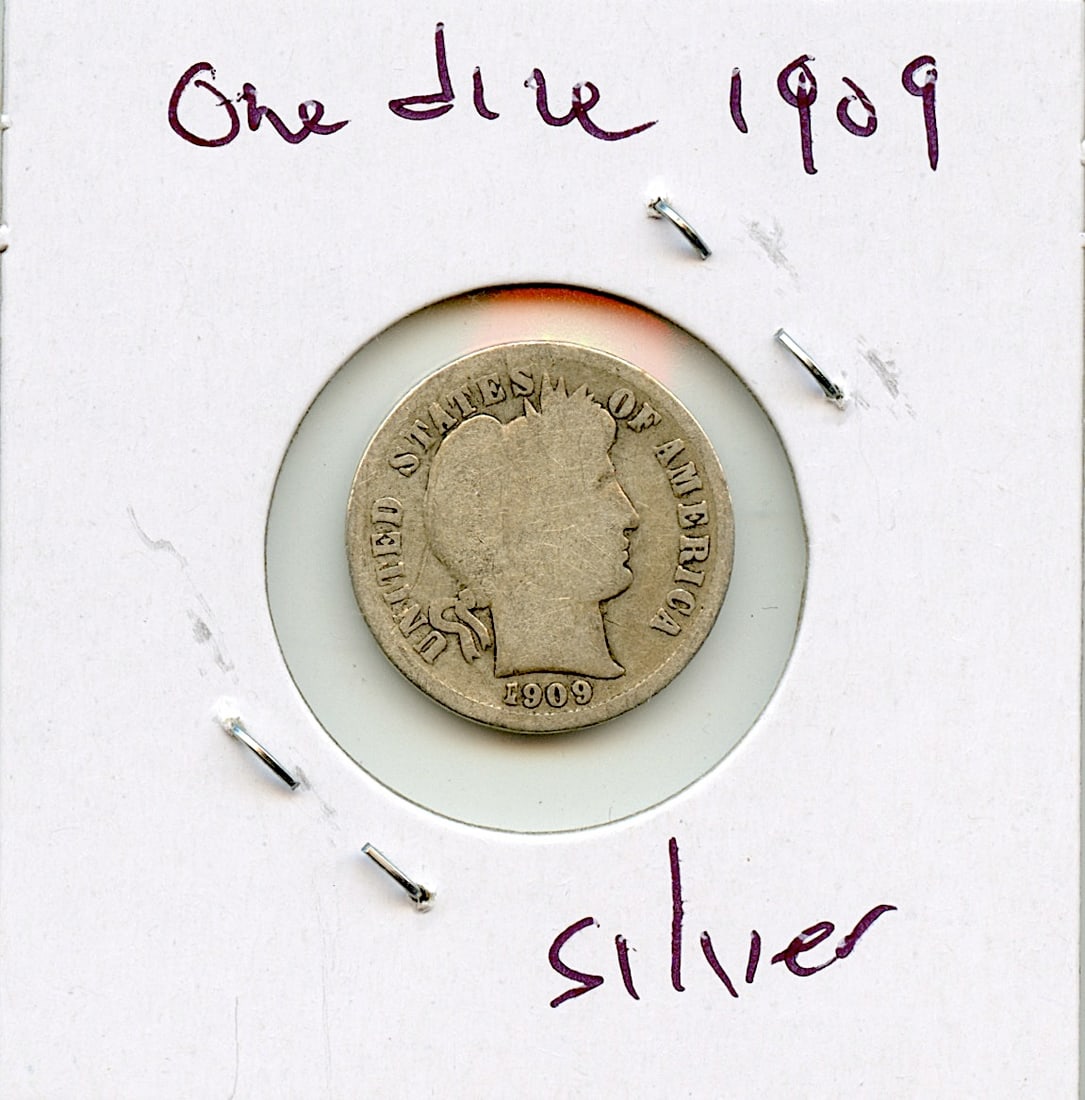 Circulated Coin Silver Barber Dime 1909 (1 of 2)
