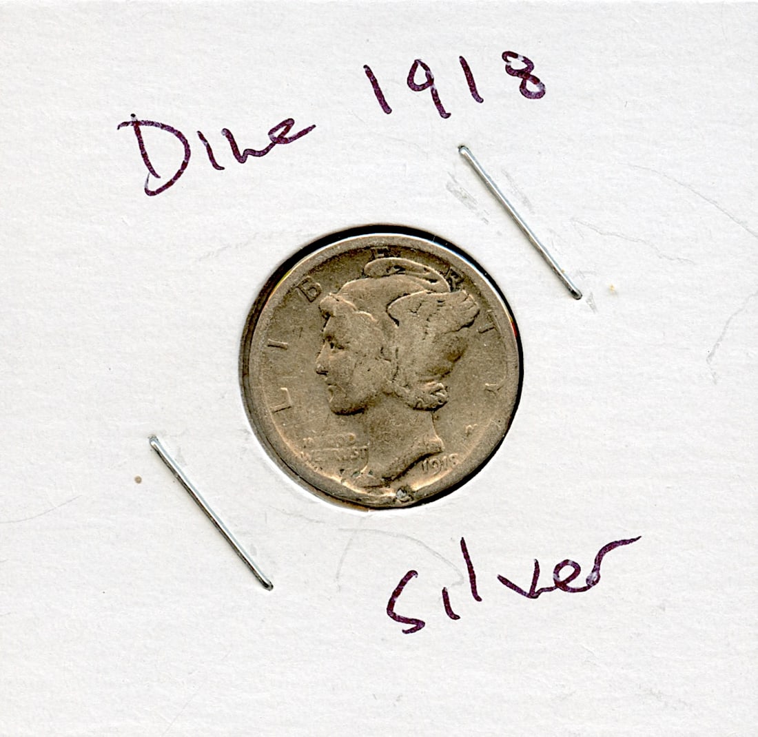Circulated Coin Silver Mercury Dime 1918 (1 of 2)