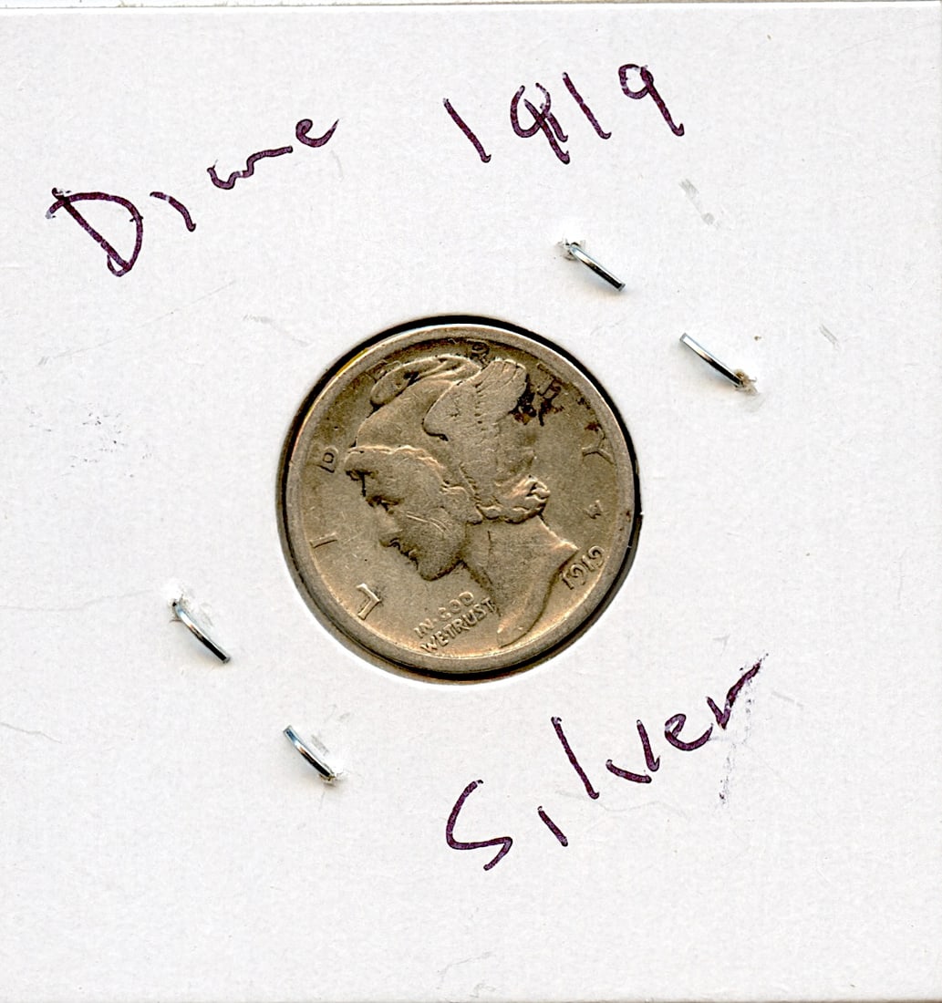 Circulated Coin Silver Mercury Dime 1919 (1 of 2)