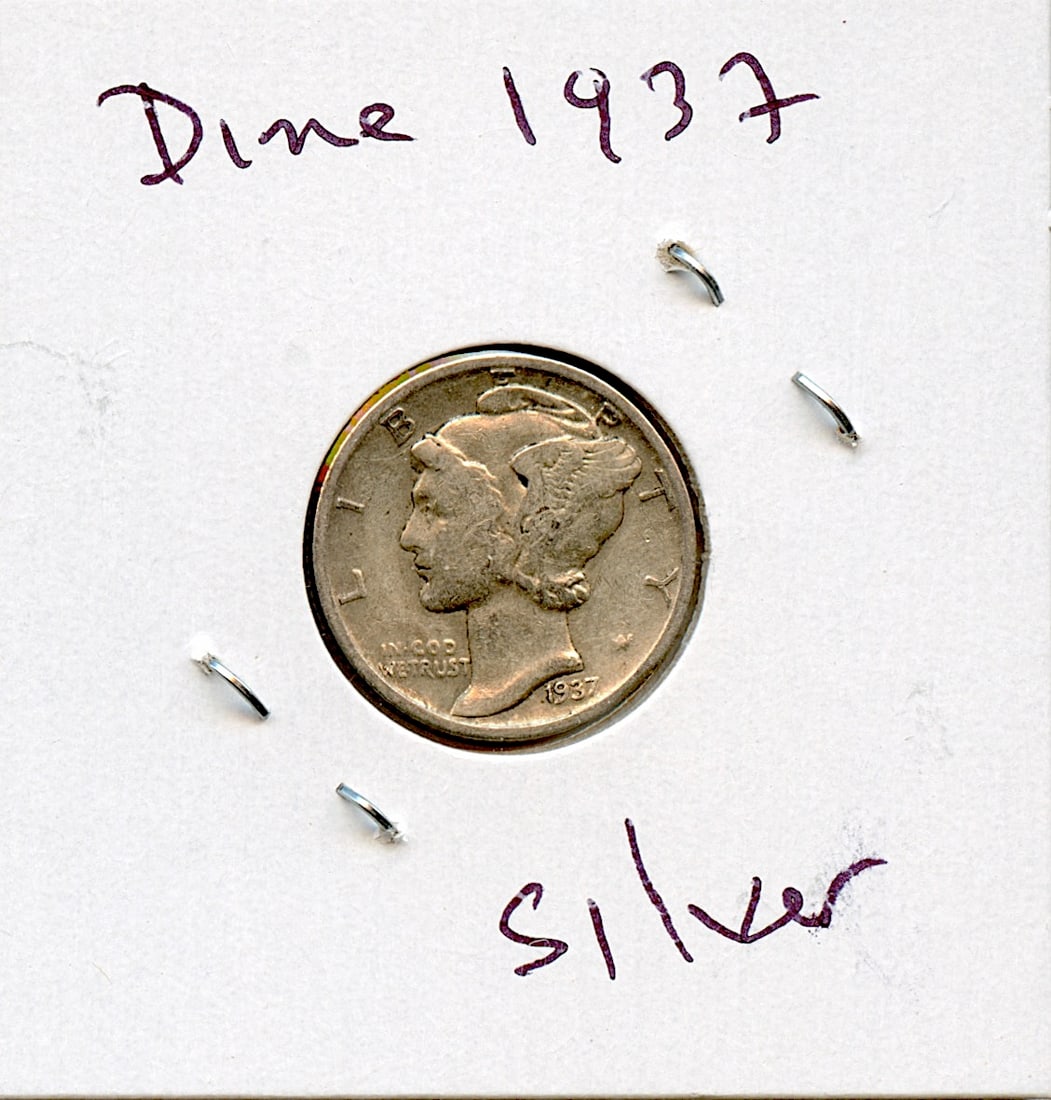 Circulated Coin Silver Mercury Dime 1937 D (1 of 2)