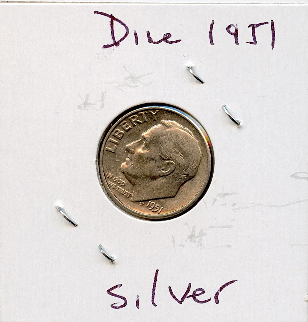 Circulated Coin Silver Roosevelt Dime 1951 (1 of 2)
