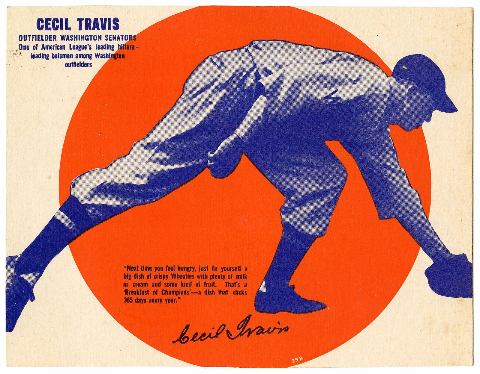 Vintage 1930s Original Wheaties Baseball Cutout Card (1 of 2)