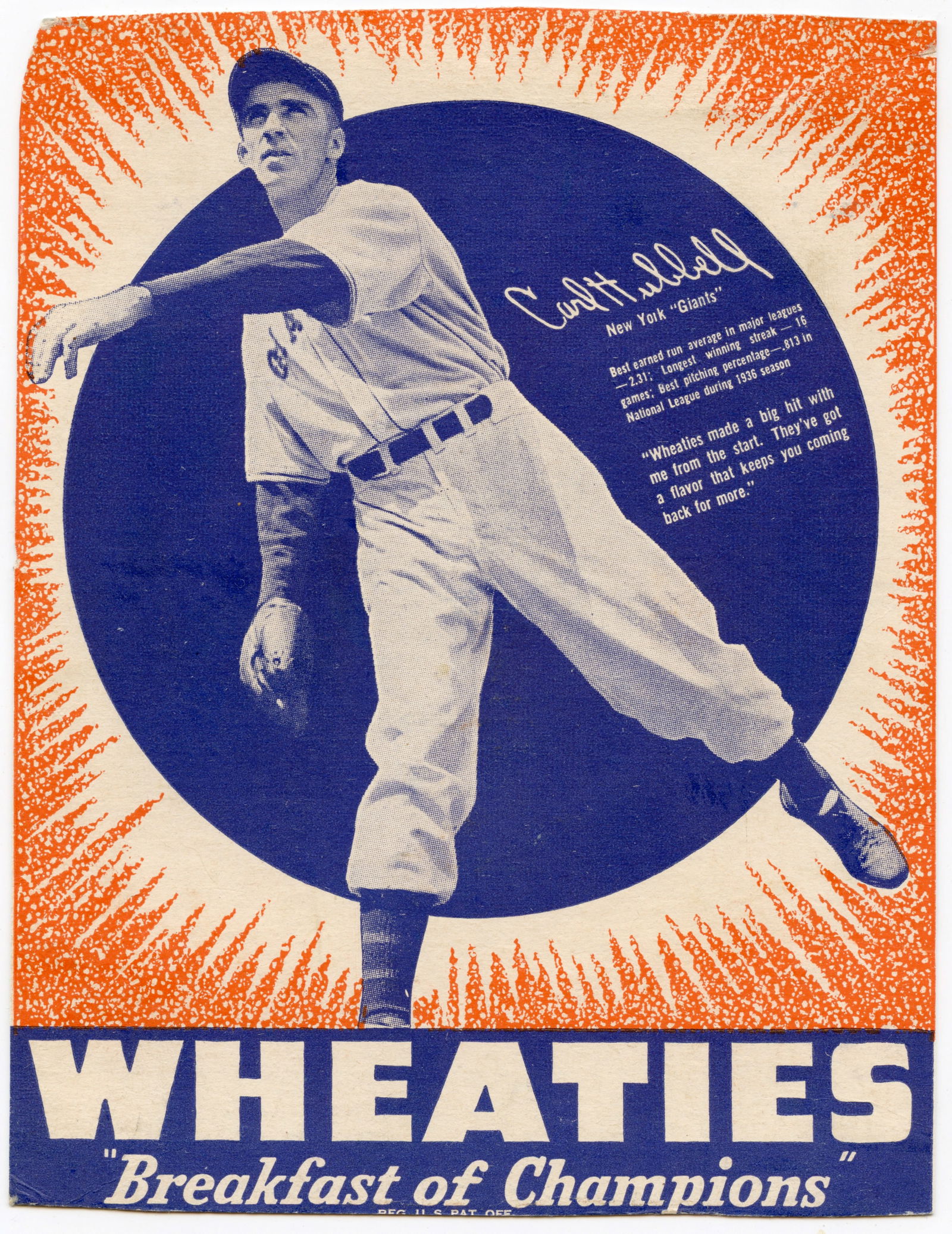Vintage 1930s Original Wheaties Baseball Cutout Card (1 of 2)