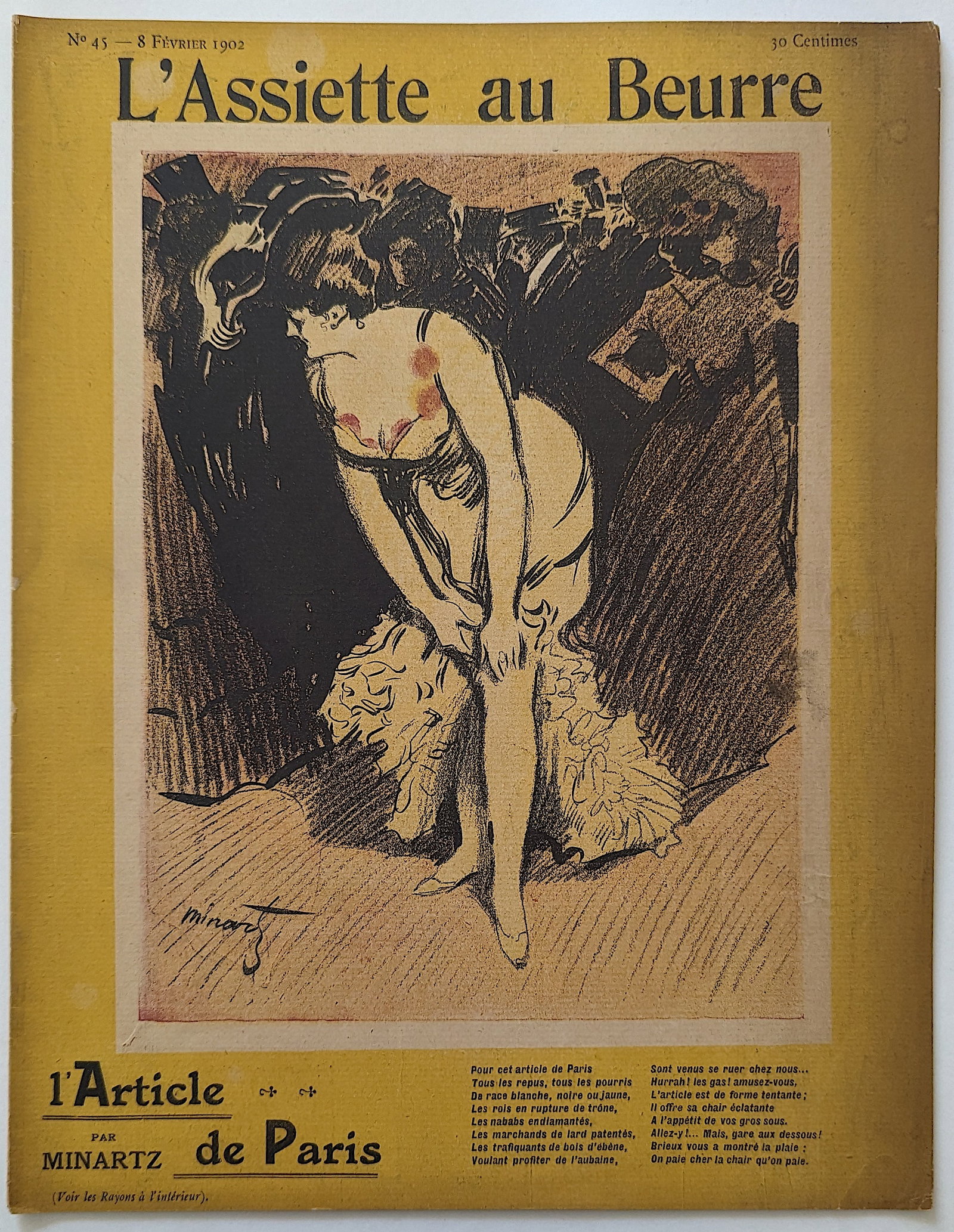 French Magazine L'Assiette Au Beurre, Fevrier. 1902: Provenance from the estate of a serious Belgium Collector in Manhattan N.Y.. This lot is located in Boca Raton, Fl and its shipment will be made directly by Artelisted. Shipping insurance is the respo