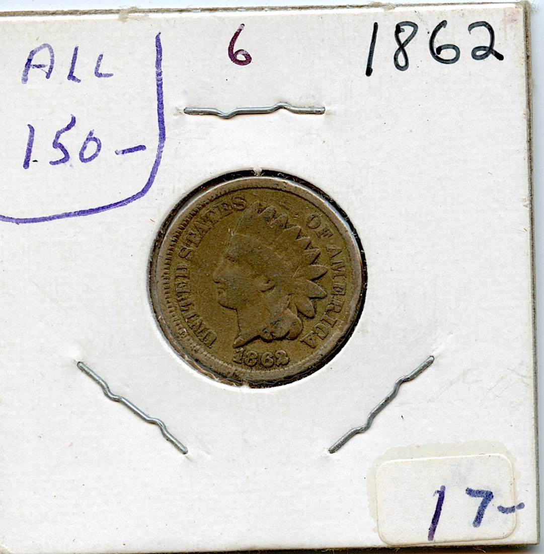 Collectors US Coin  Indian Head One Cent 1862 (1 of 2)