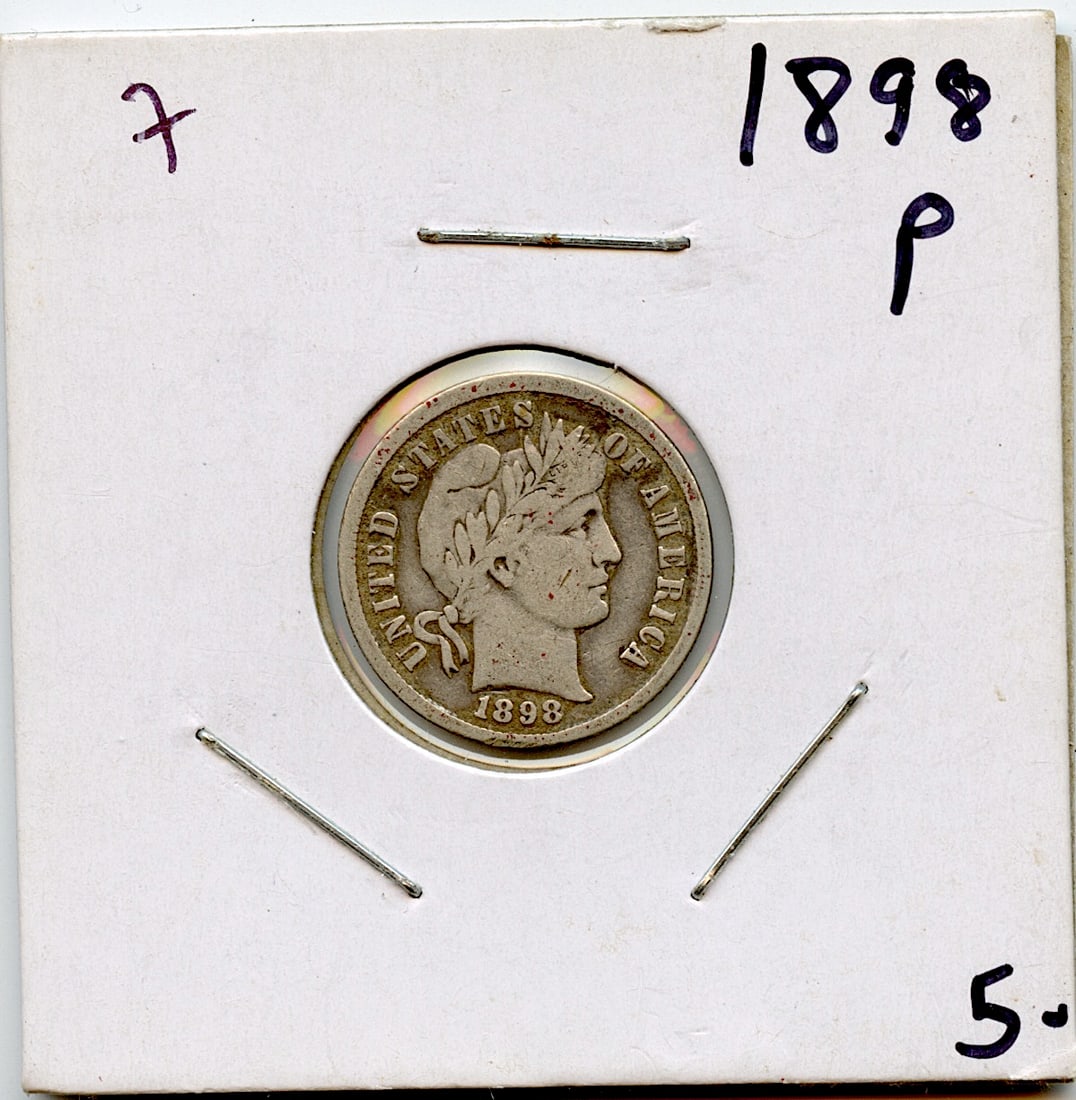 Collectors US Coin One Dime 1898 P: This coin is from the estate of deceased collector in South Florida. Some of these coins are showing the historical Ref. sugested price (years ago) by the last owner. We have included quality images t
